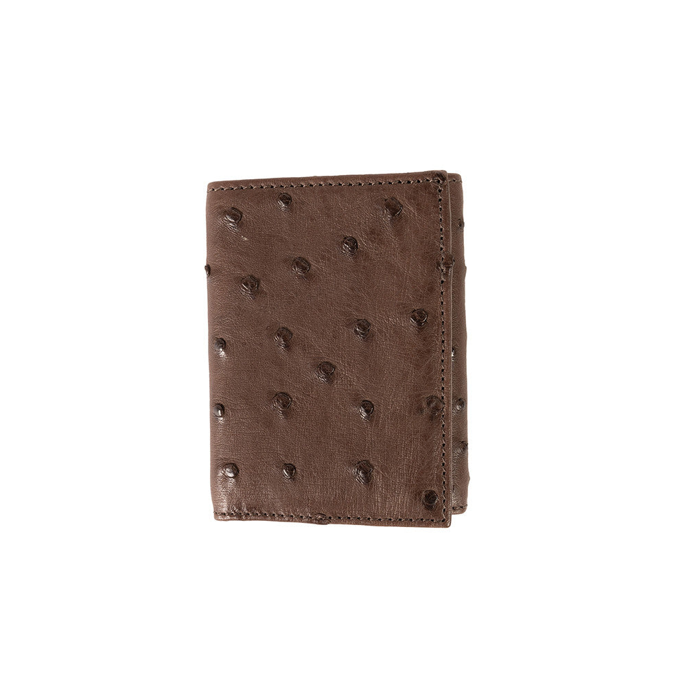 pelle Line Ostrich Tri-fold- Tabac