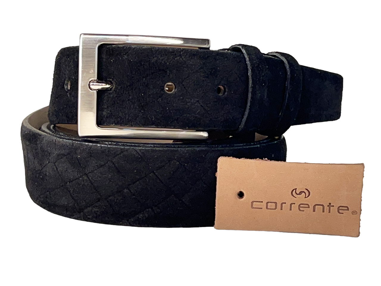 Corrente Men's Leather Belt - 4428-C Black Suede