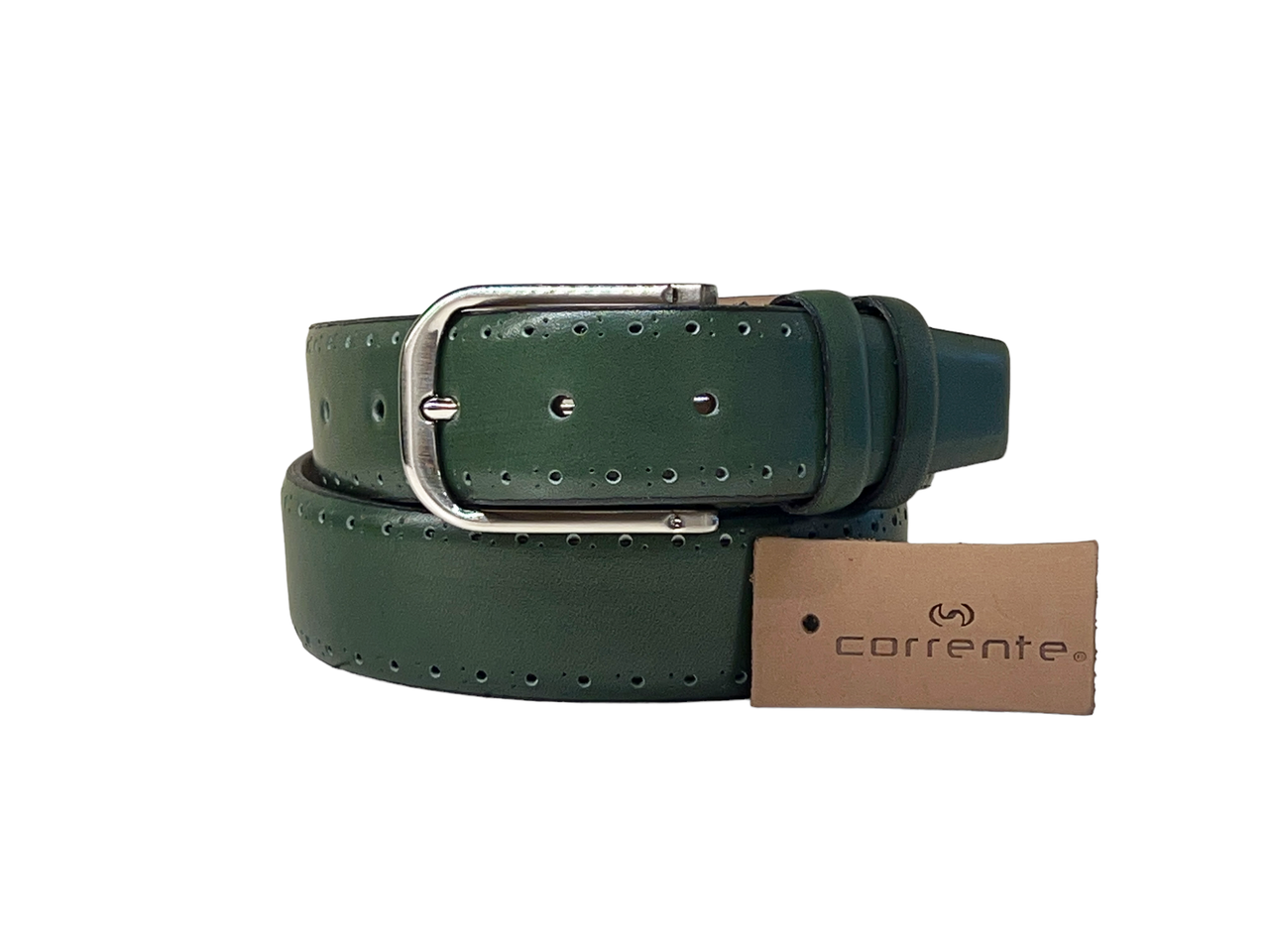 Corrente Men's Leather Belt - 5453 Green