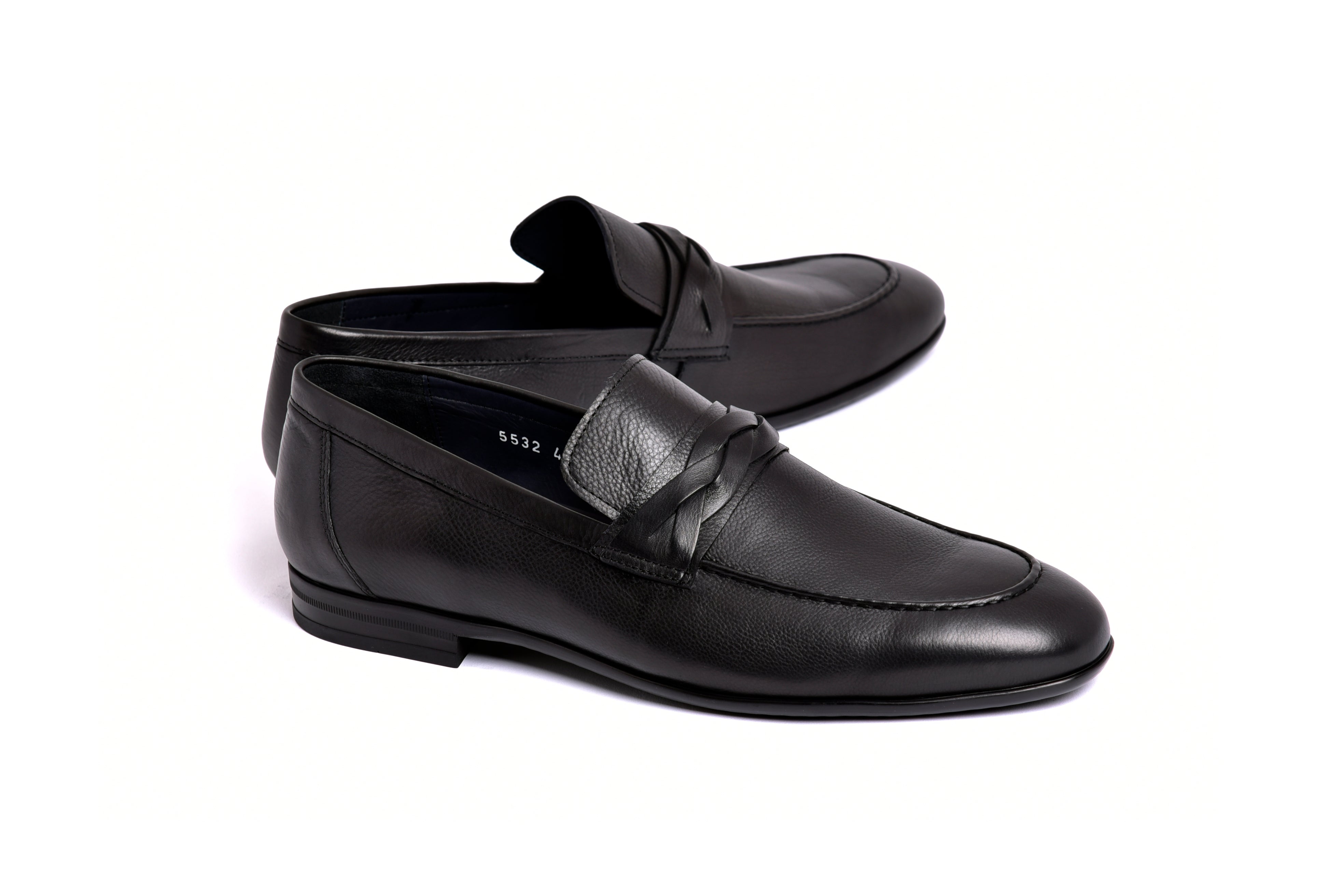 C160-5532 Deer skin Loafer- Black