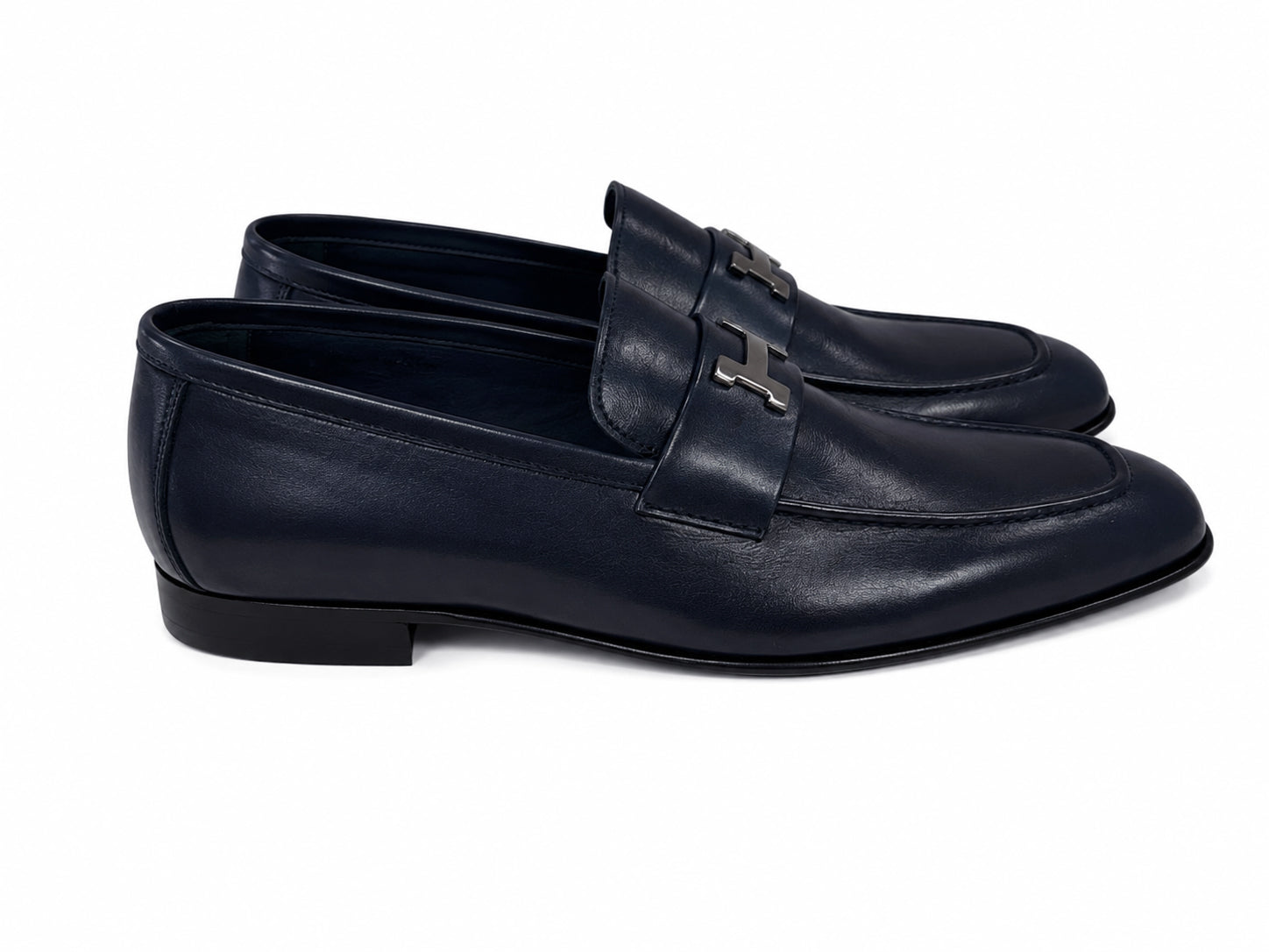 C02009-5760 H  Buckle Navy Calf Leather
