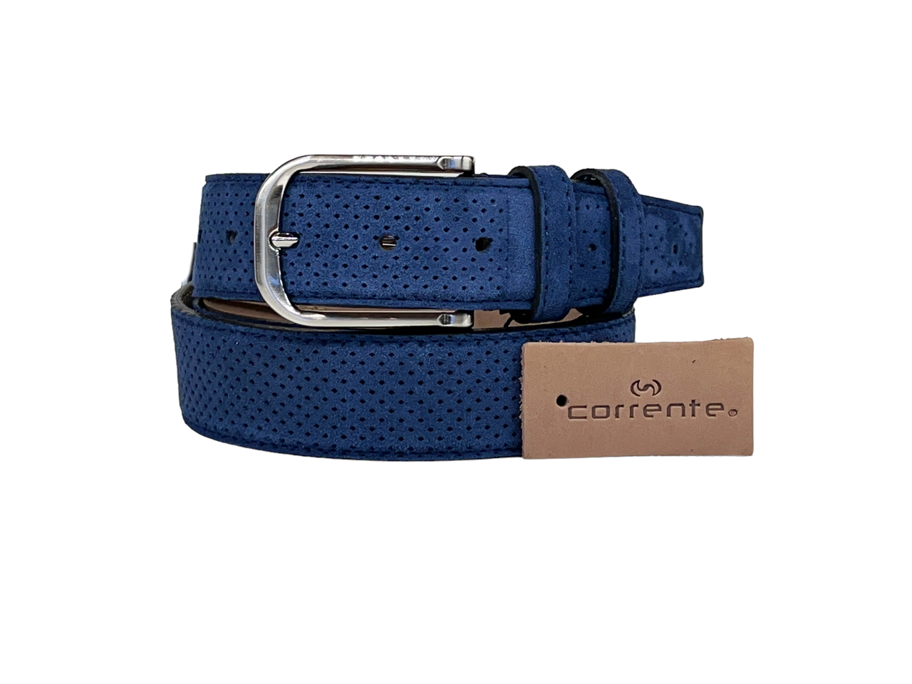 Corrente Men's Leather Belt - 5760 Blue Suede