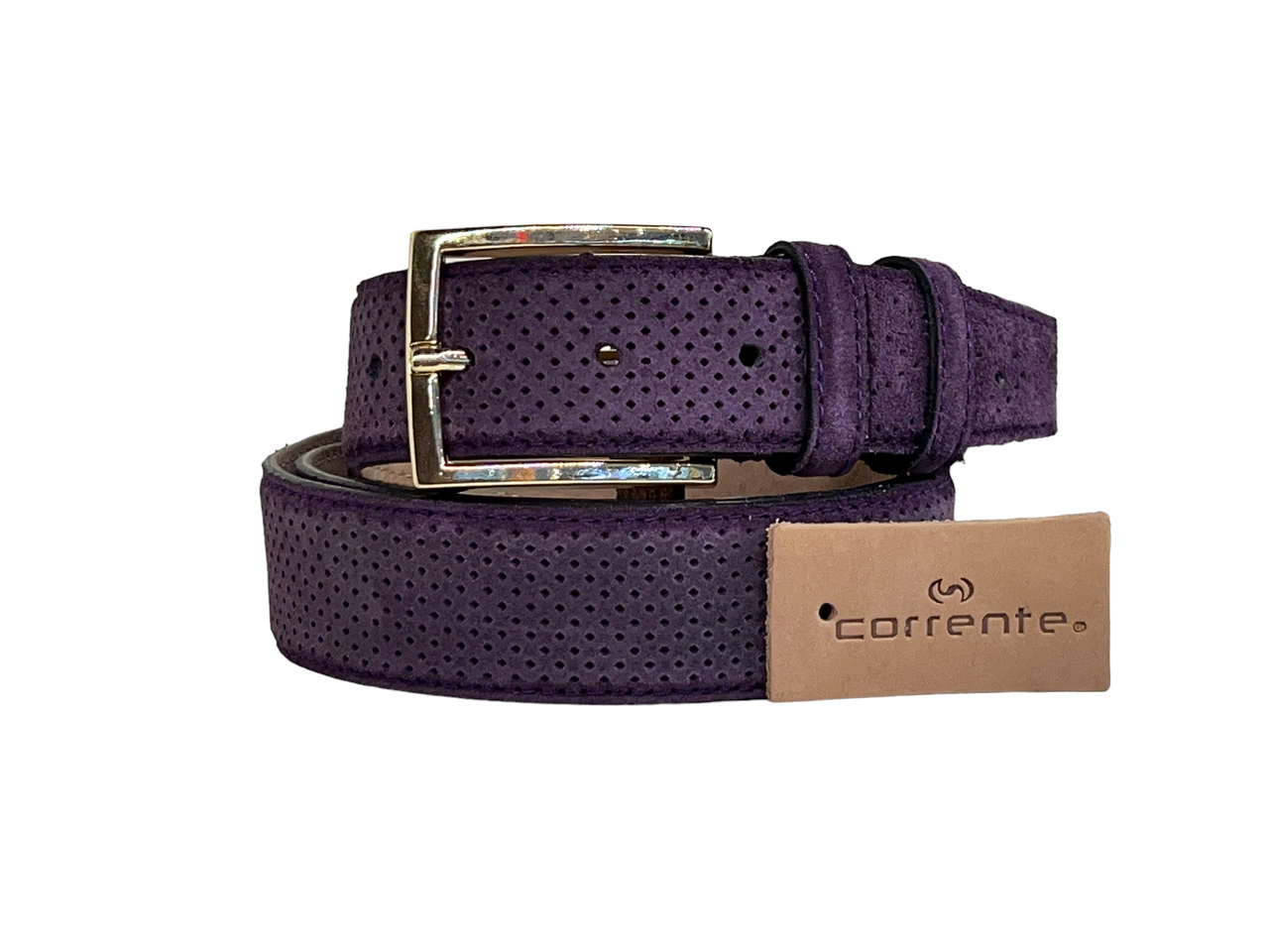 Corrente Men's Leather Belt - 5760 Purple Suede