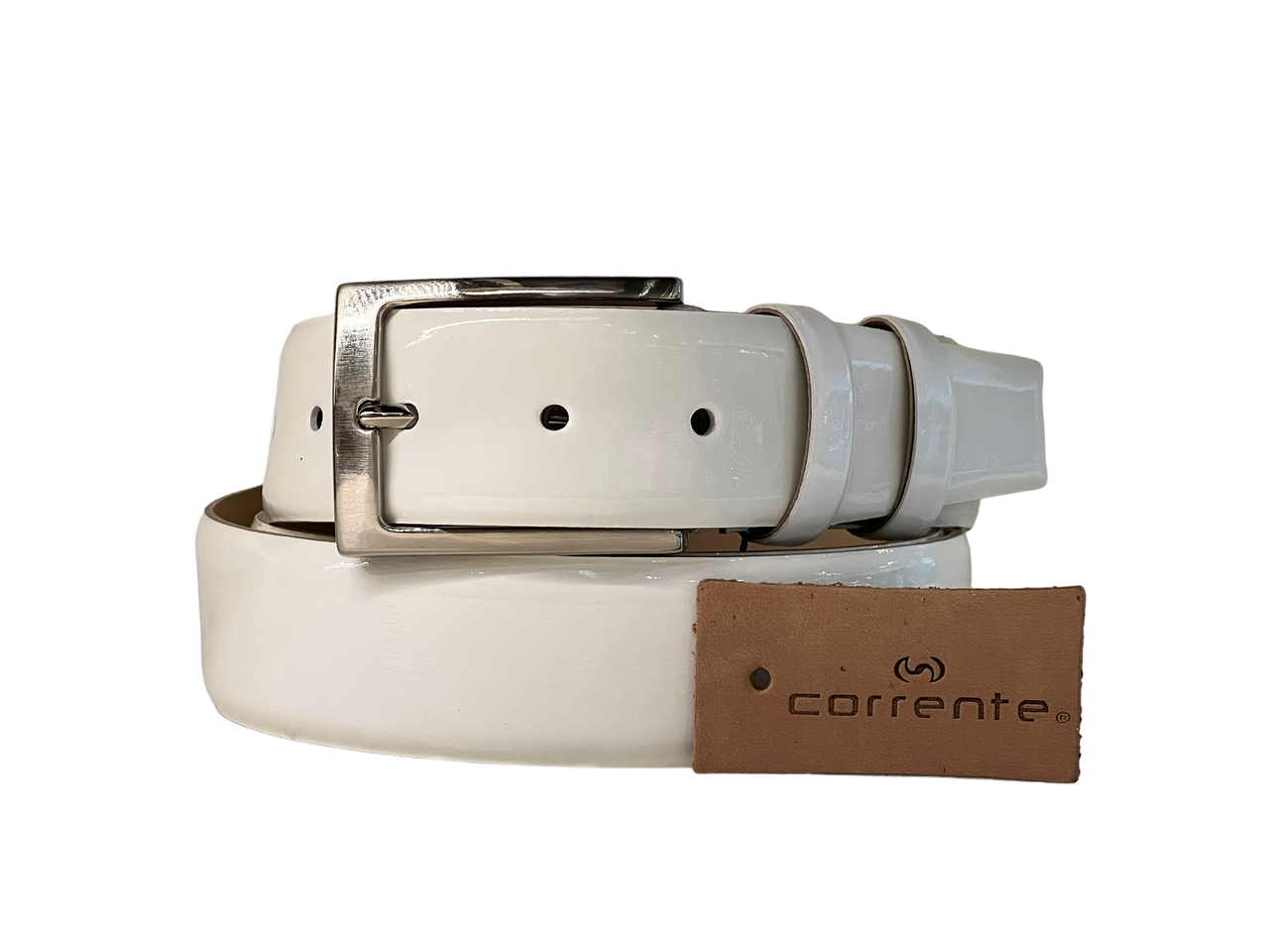 Corrente Men's Leather Belt - 5760 Shinny White