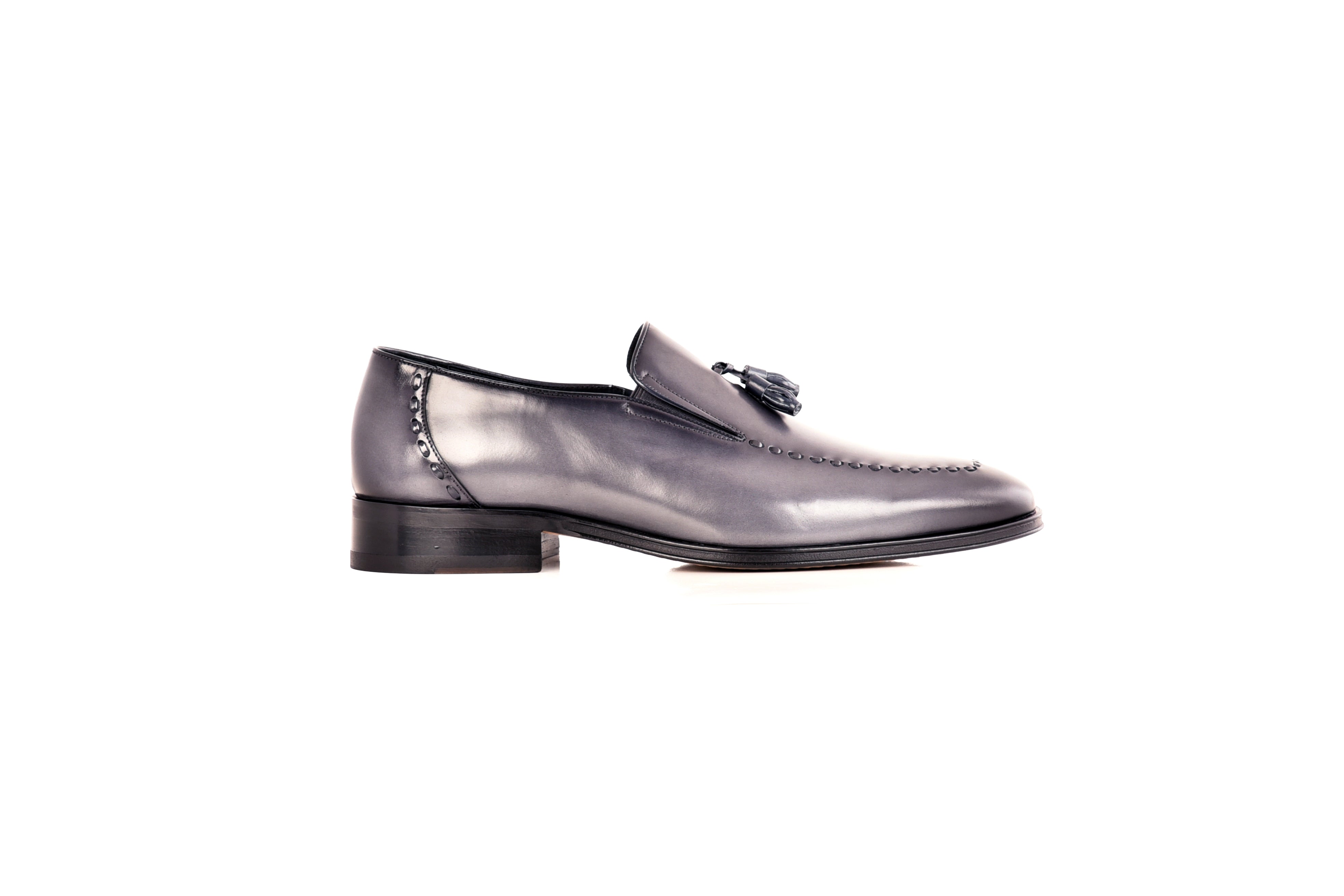 C099-5767 Lux leather tassel loafer-Grey