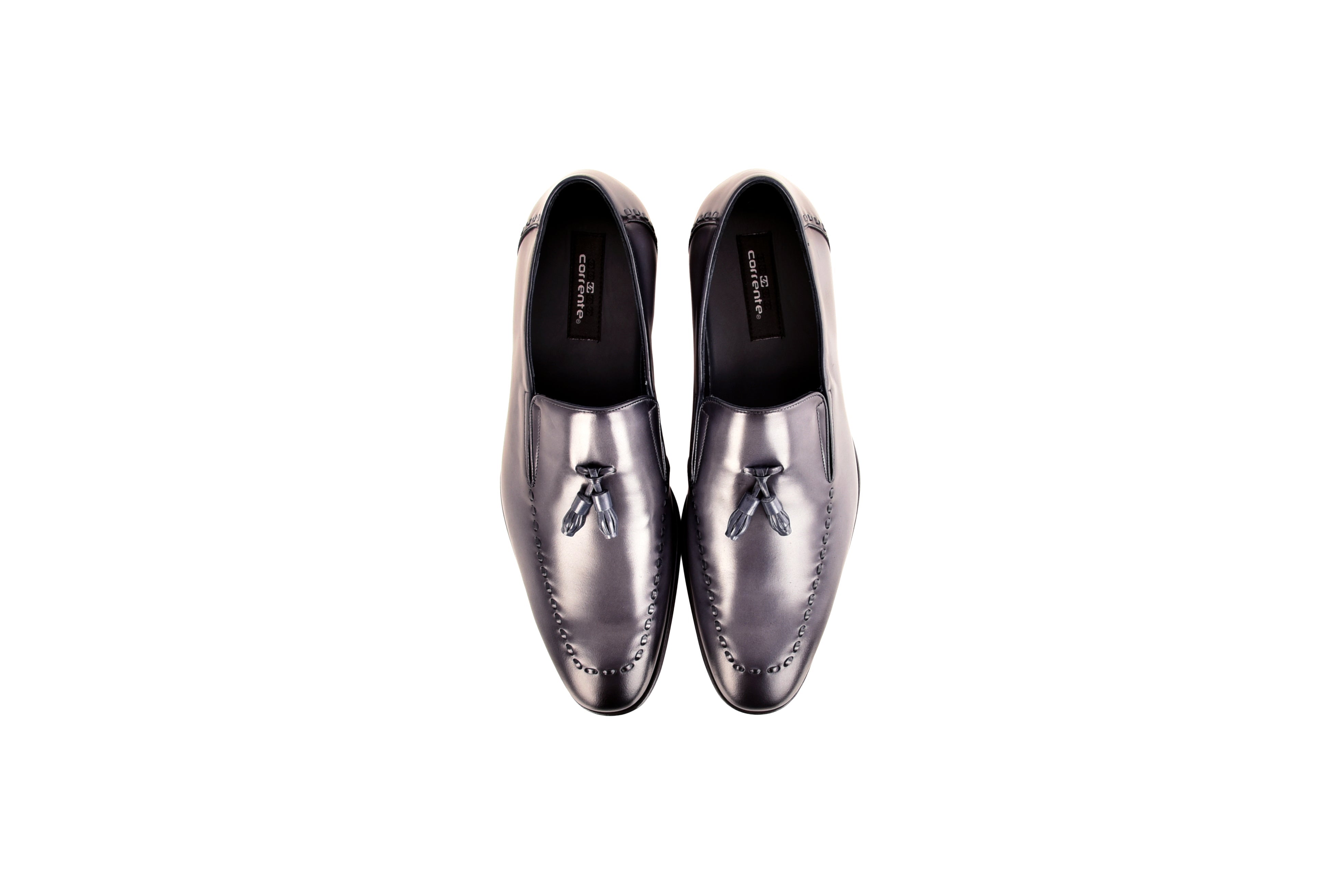 C099-5767 Lux leather tassel loafer-Grey