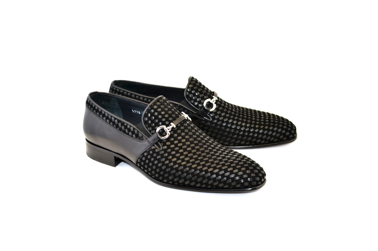 C0220- 5776 Hand Made Woven Loafer- Black