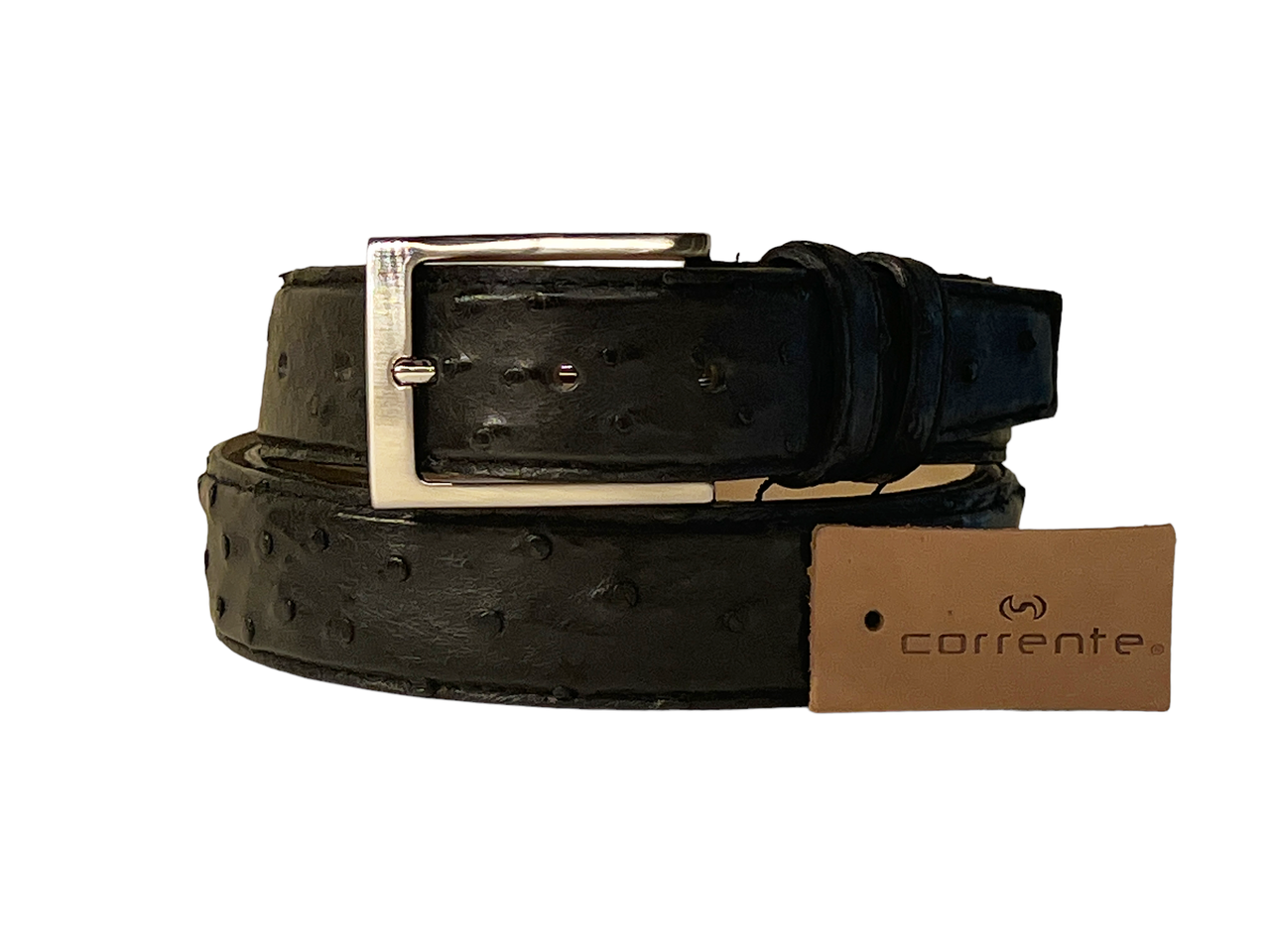 Corrente Men's Genuine Ostrich Belt -5776-5405 Black