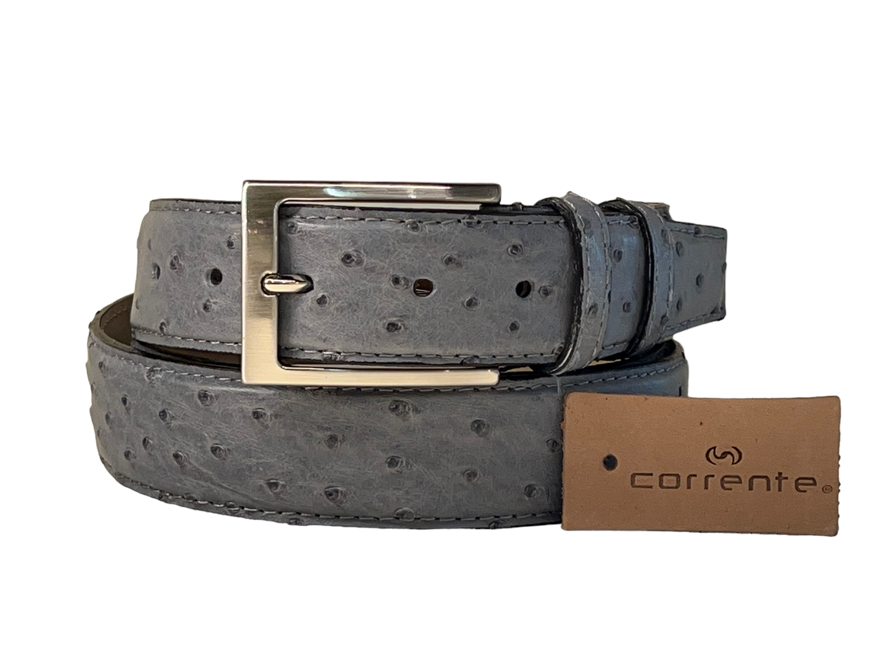 Corrente Men's Genuine Ostrich Belt -5776-5405 Grey