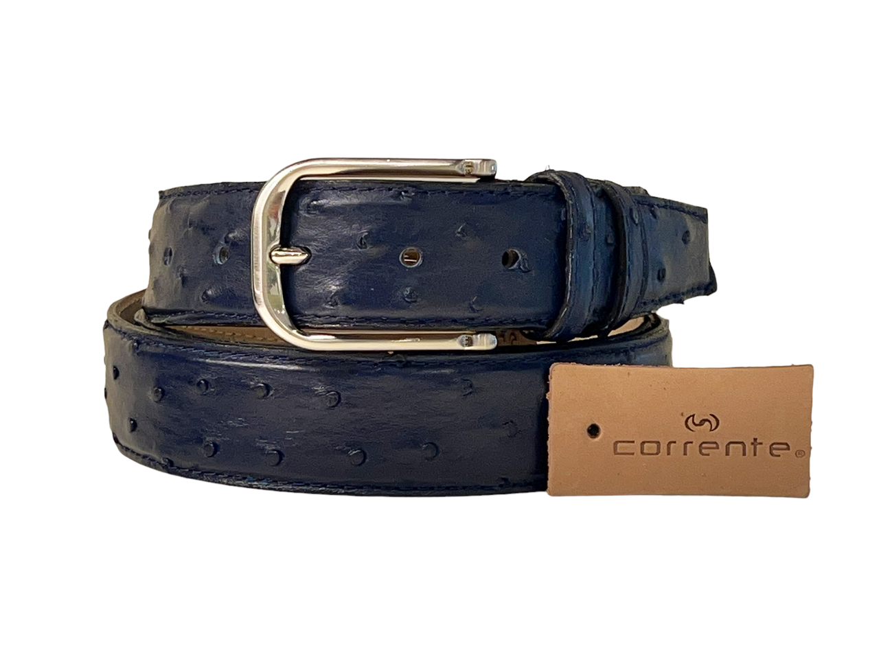 Corrente Men's Genuine Ostrich Belt -5776-5405 Navy