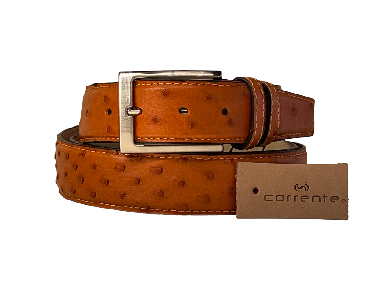 Corrente Men's Genuine Ostrich Belt -5776-5405 Rust