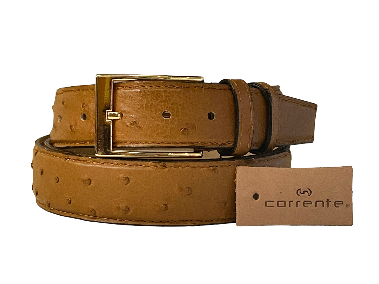 Corrente Men's Genuine Ostrich Belt -5776-5405 Tan