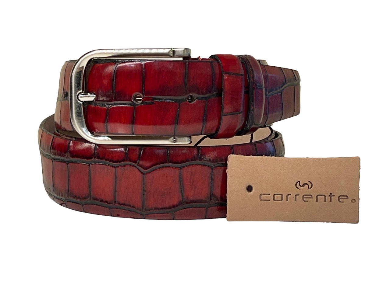 Corrente Men's Leather Belt - 5784 Red