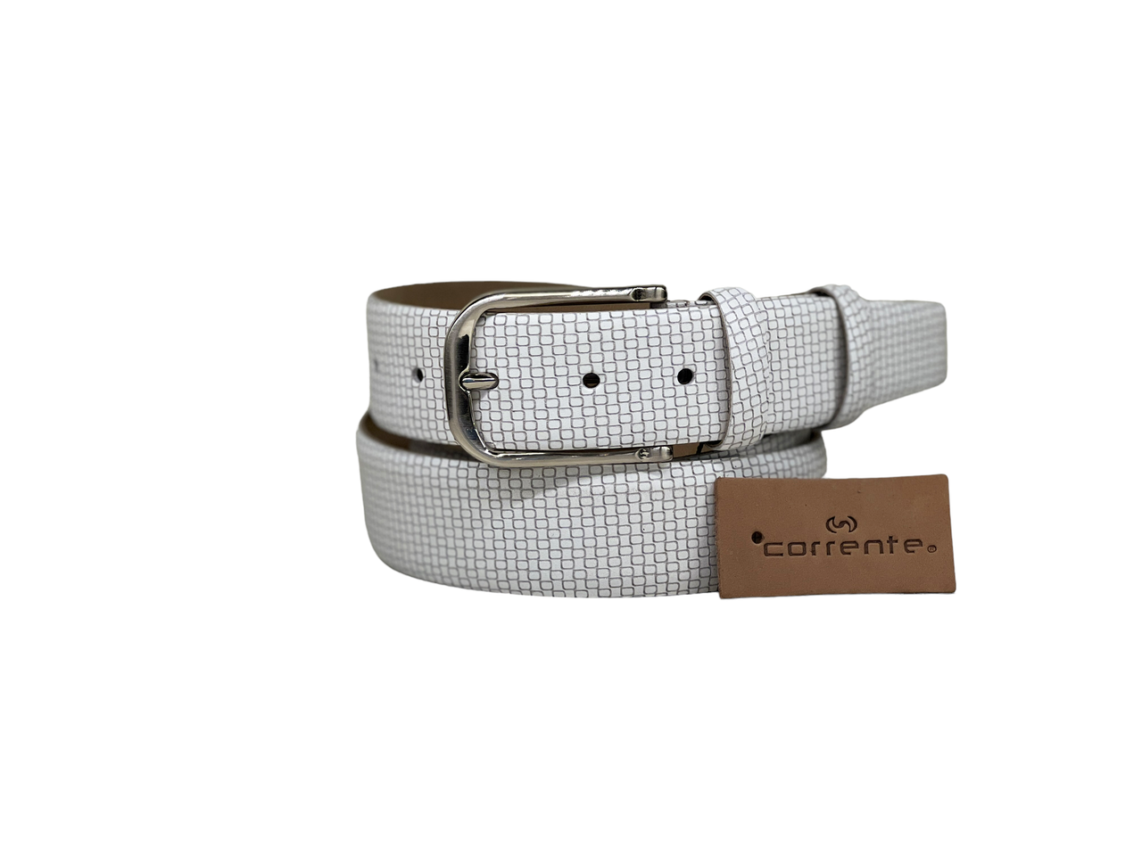 Corrente Men's Leather Belt - 6091 White