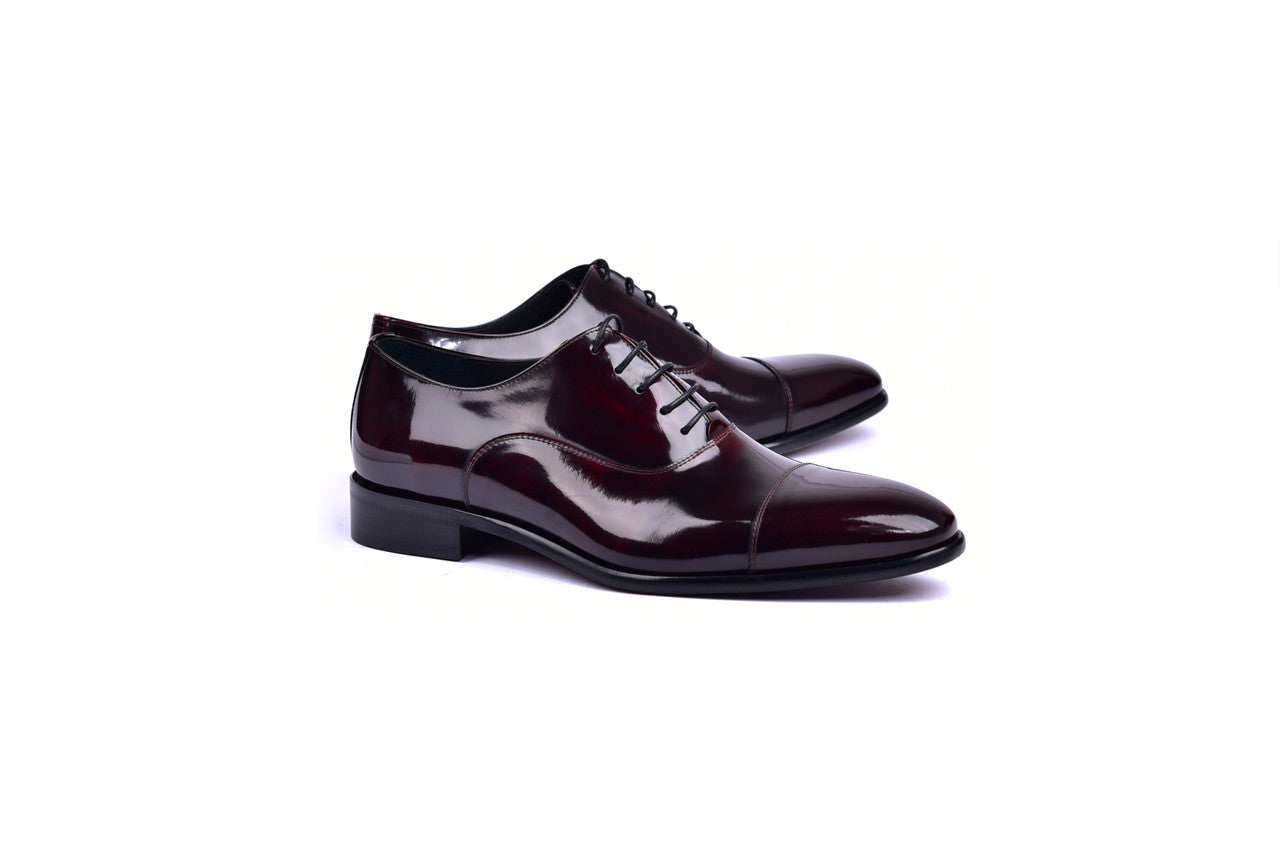 C0093-6265 Cap Toe Lace up -Shinny Calf Burgundy