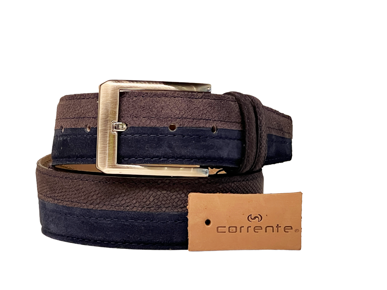 Corrente Men's Leather Belt - 6376S Navy-Grey