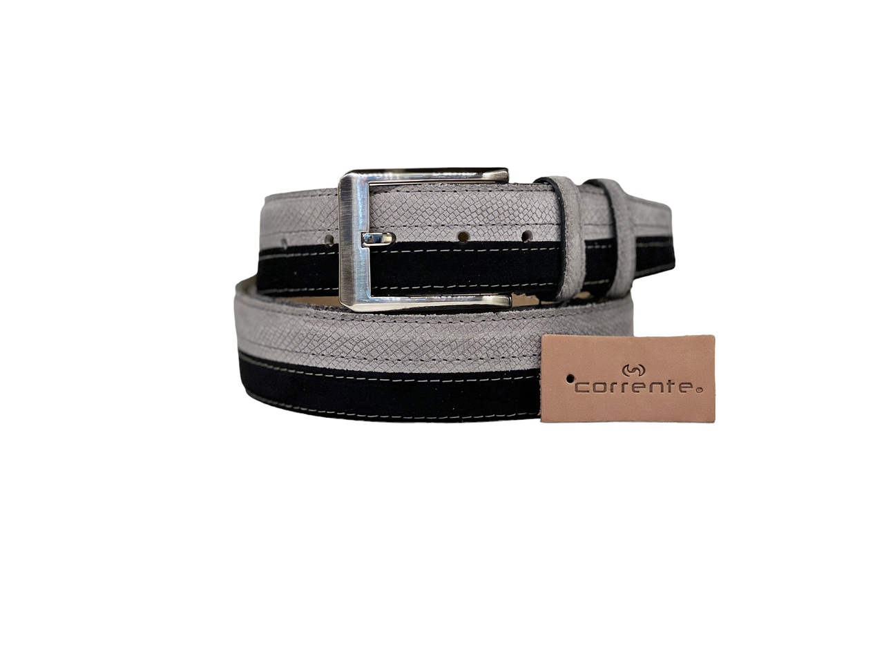 Corrente Men's Leather Belt - 6376S Black-Grey