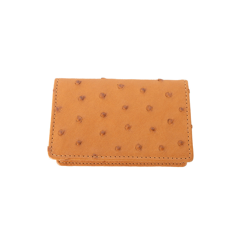 Pelle Line Ostrich Business card holder- Light Tan