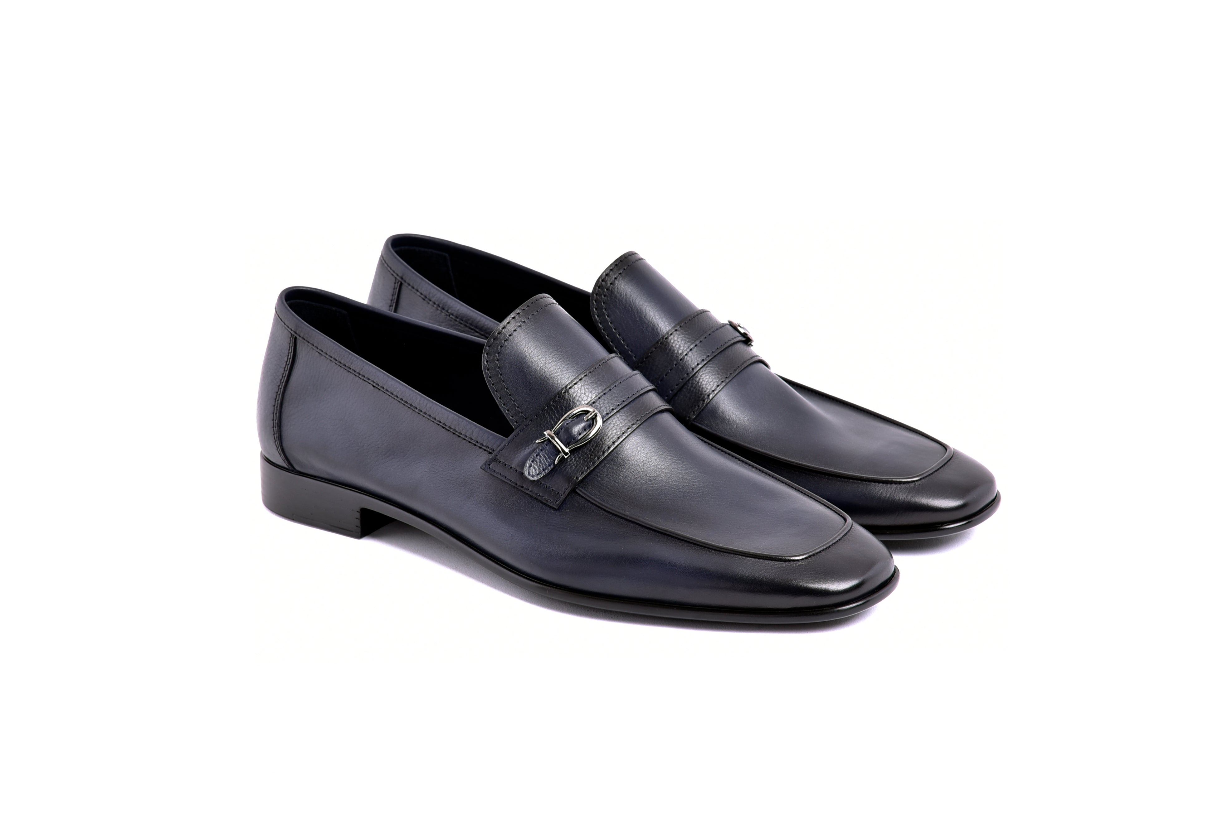 C0001116- 7256 Side Buckle Loafer-Navy