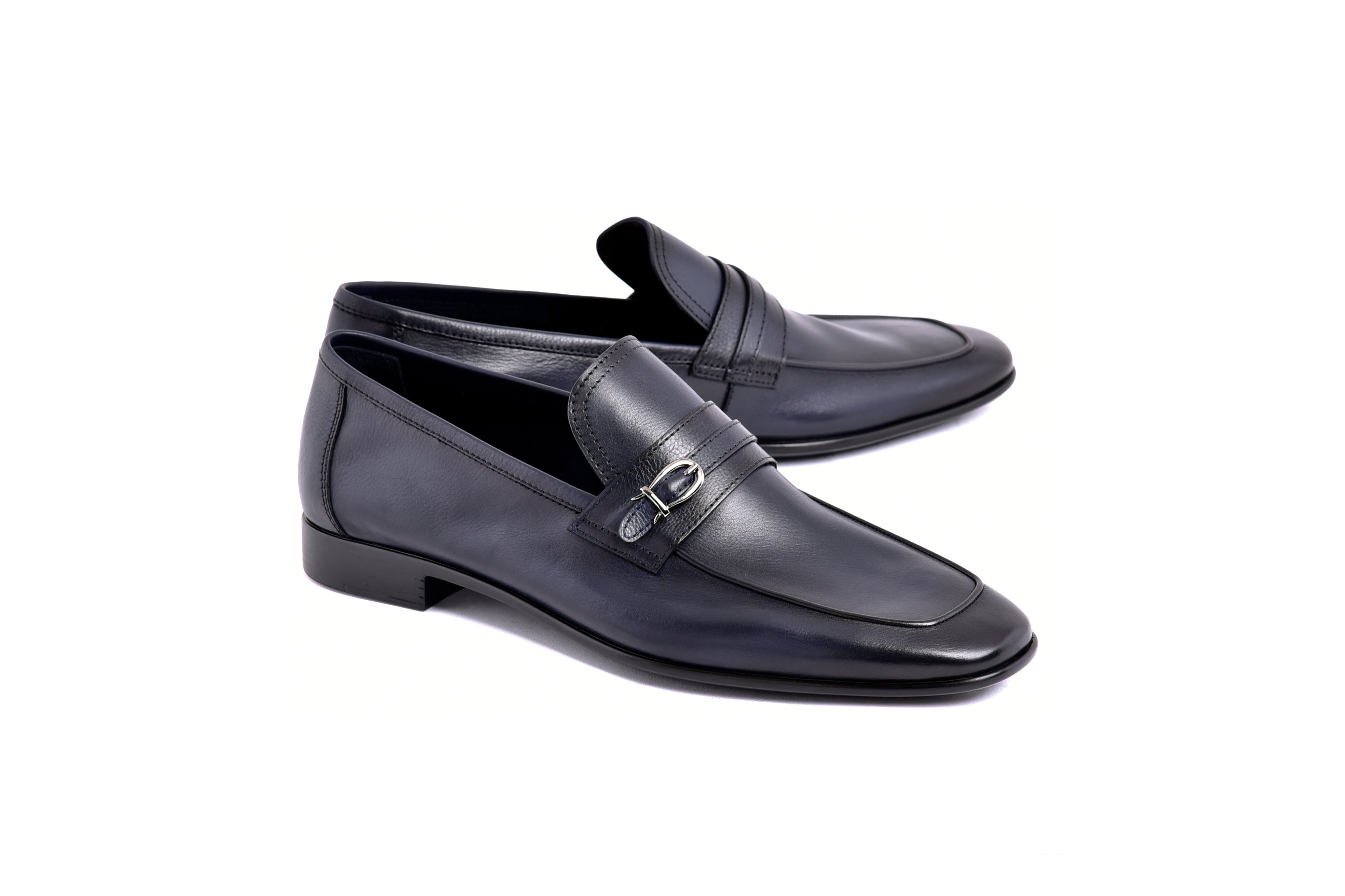 C0001116- 7256 Side Buckle Loafer-Navy