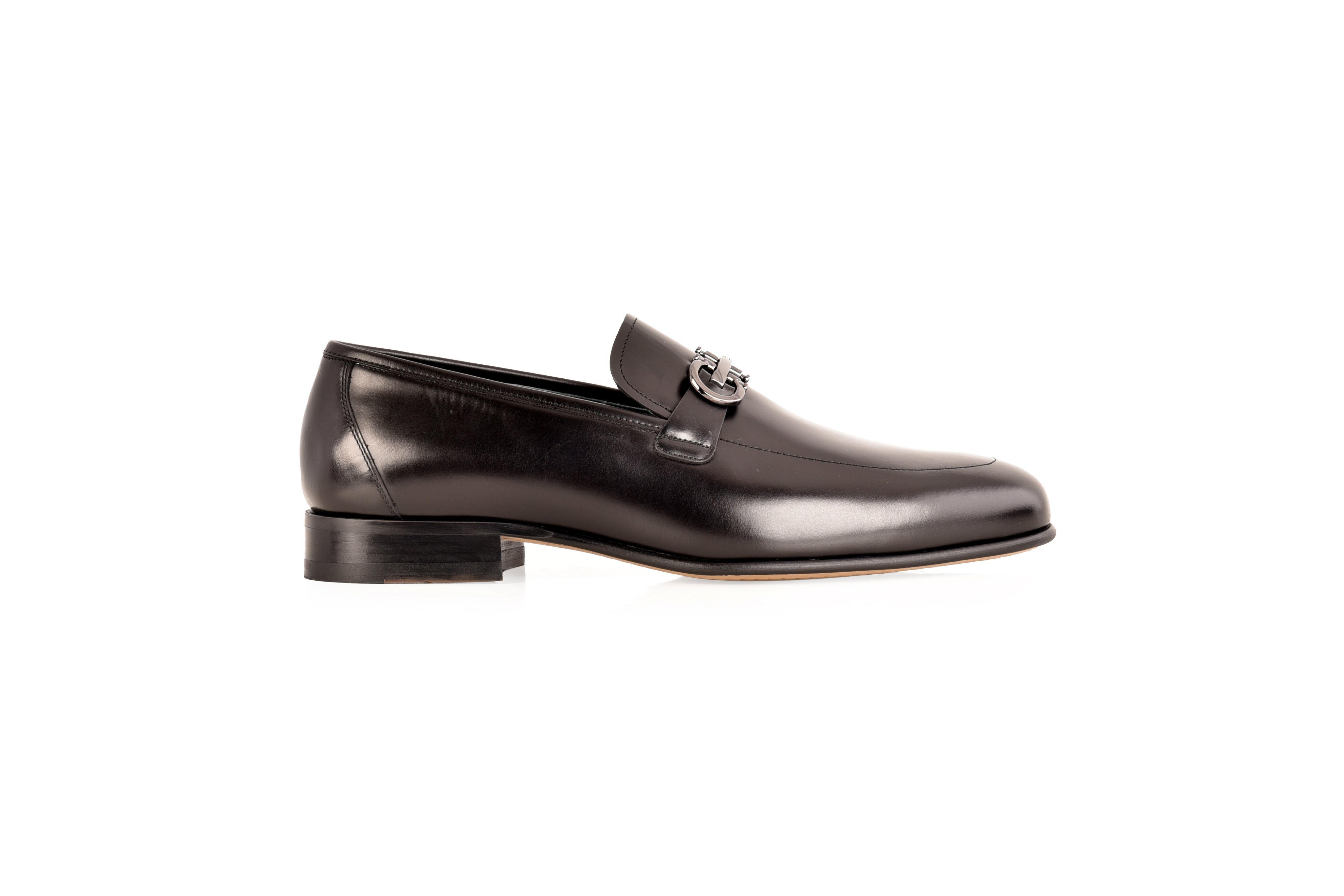 C0121-7260 loafer with silver buckle-Black