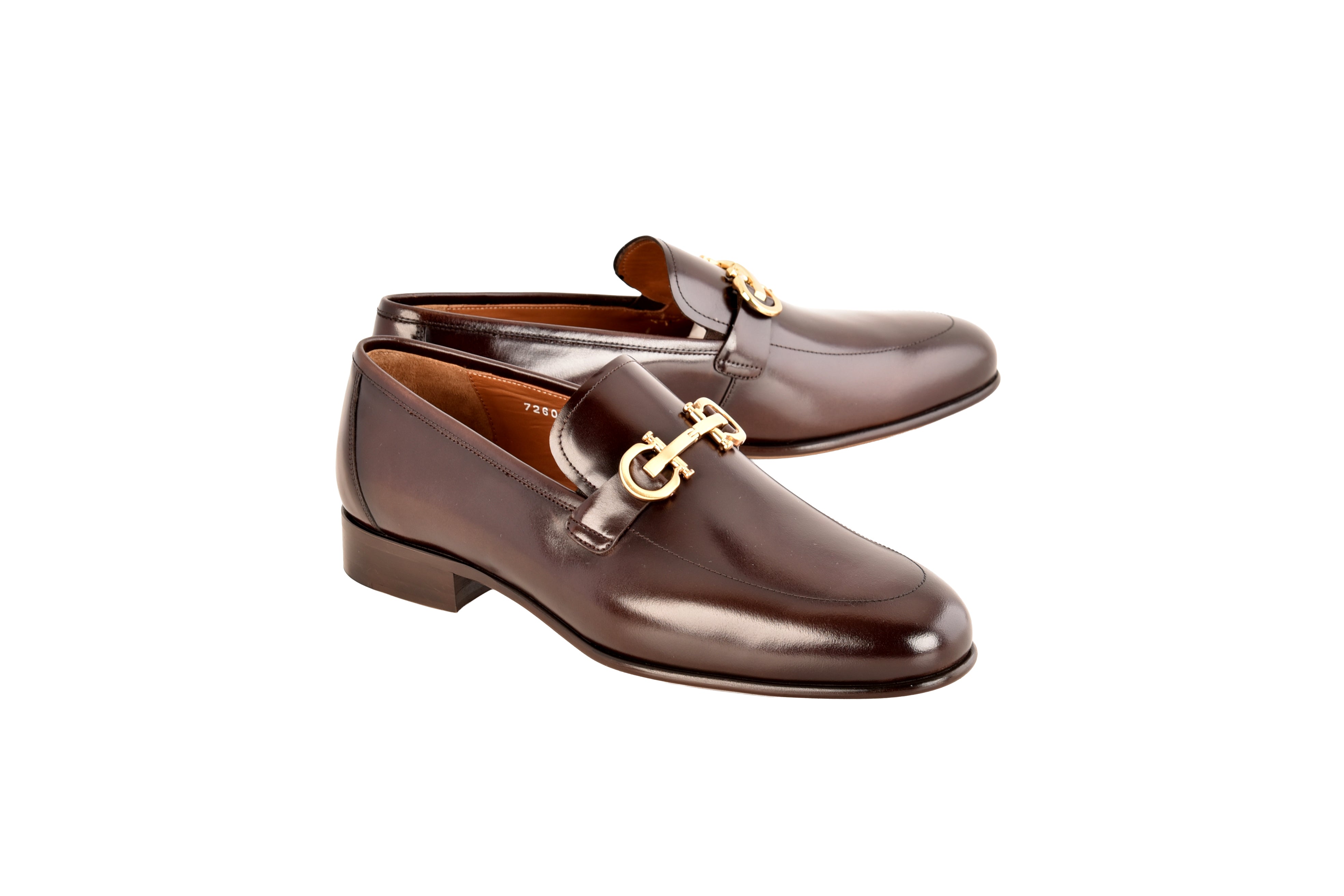 C0122-7260 loafer with silver buckle-Chocolate Brown