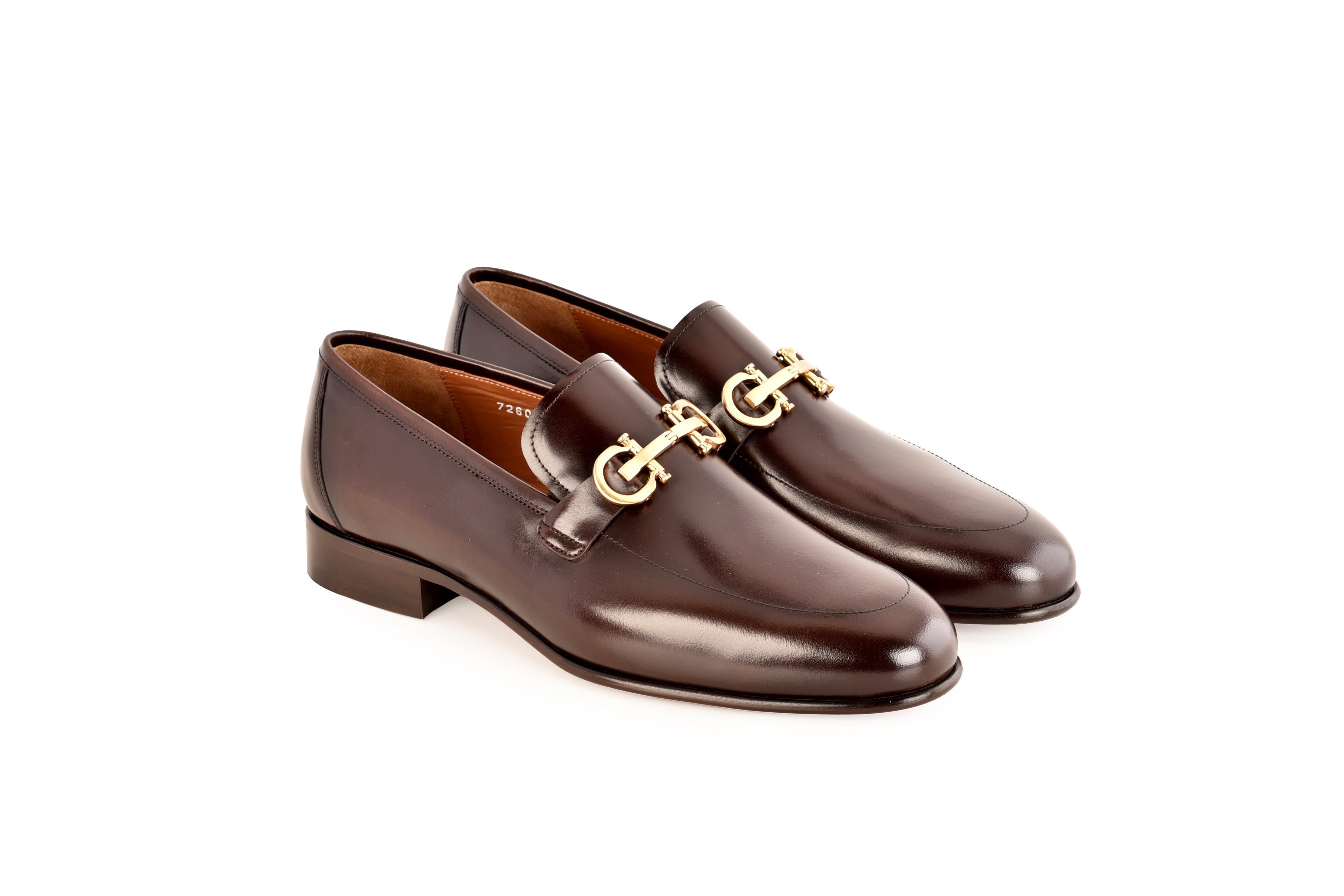 C0122-7260 loafer with silver buckle-Chocolate Brown