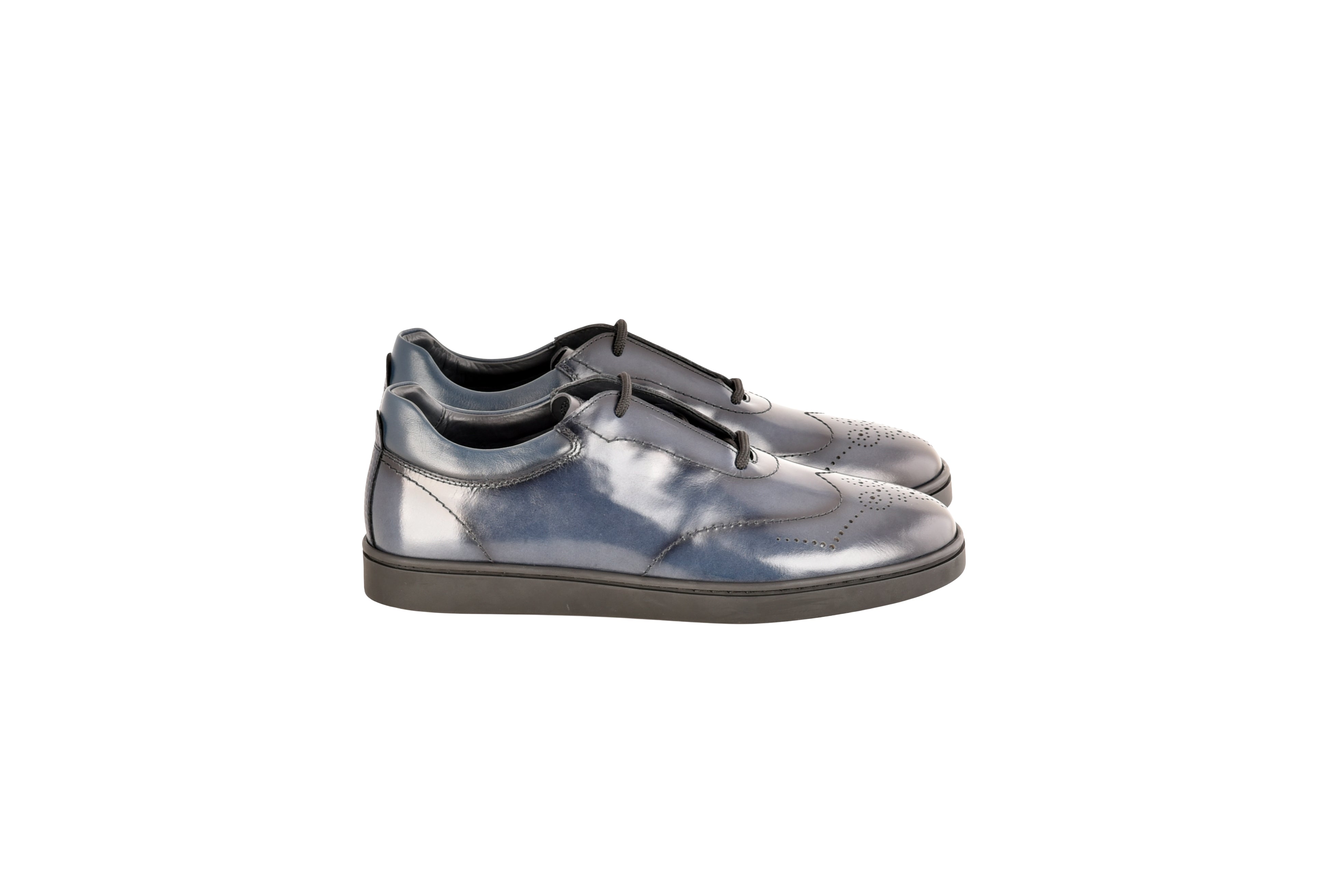 C0116- 8363 Lux leather wingtip fashion Sneaker- Navy