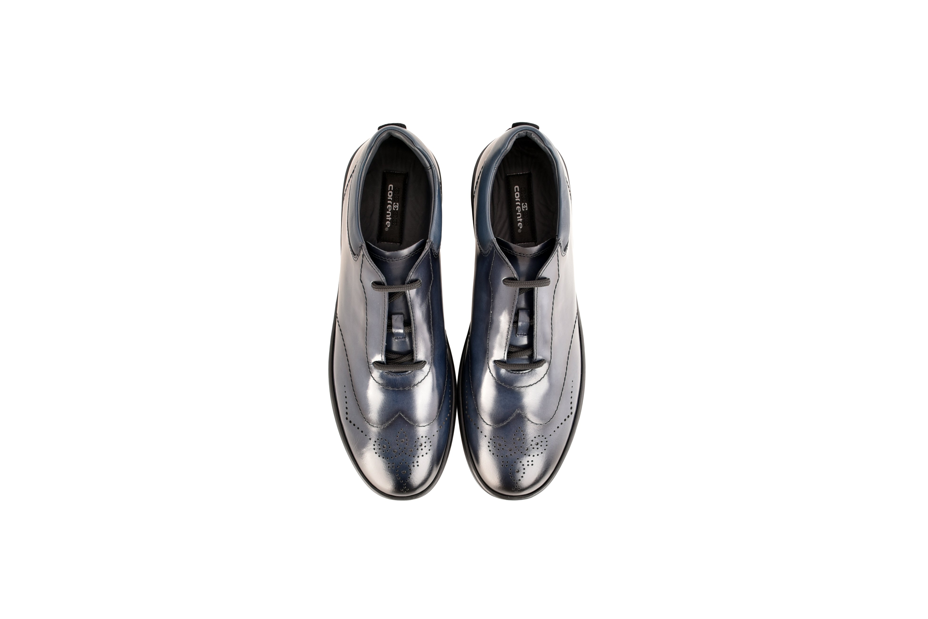 C0116- 8363 Lux leather wingtip fashion Sneaker- Navy