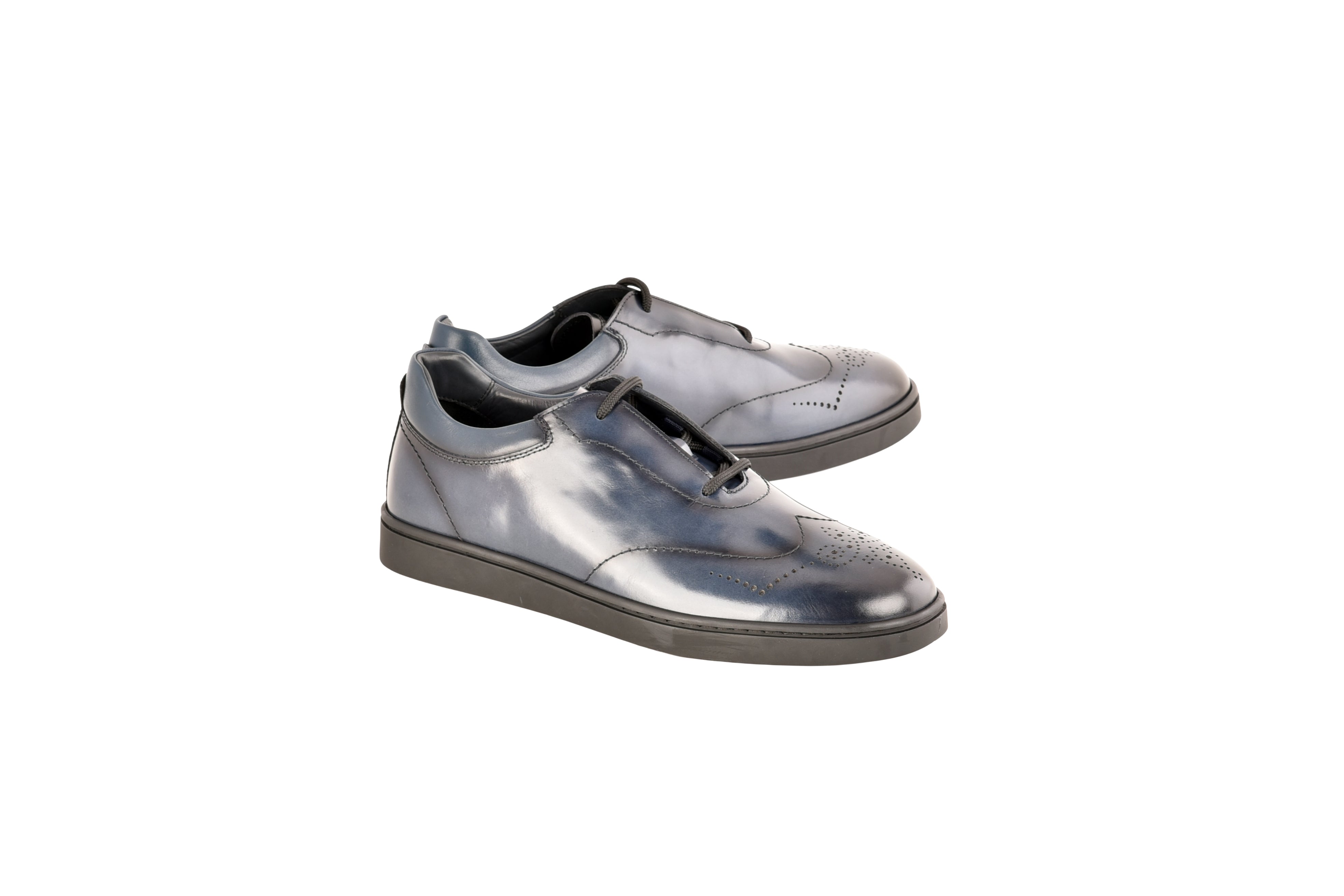 C0116- 8363 Lux leather wingtip fashion Sneaker- Navy