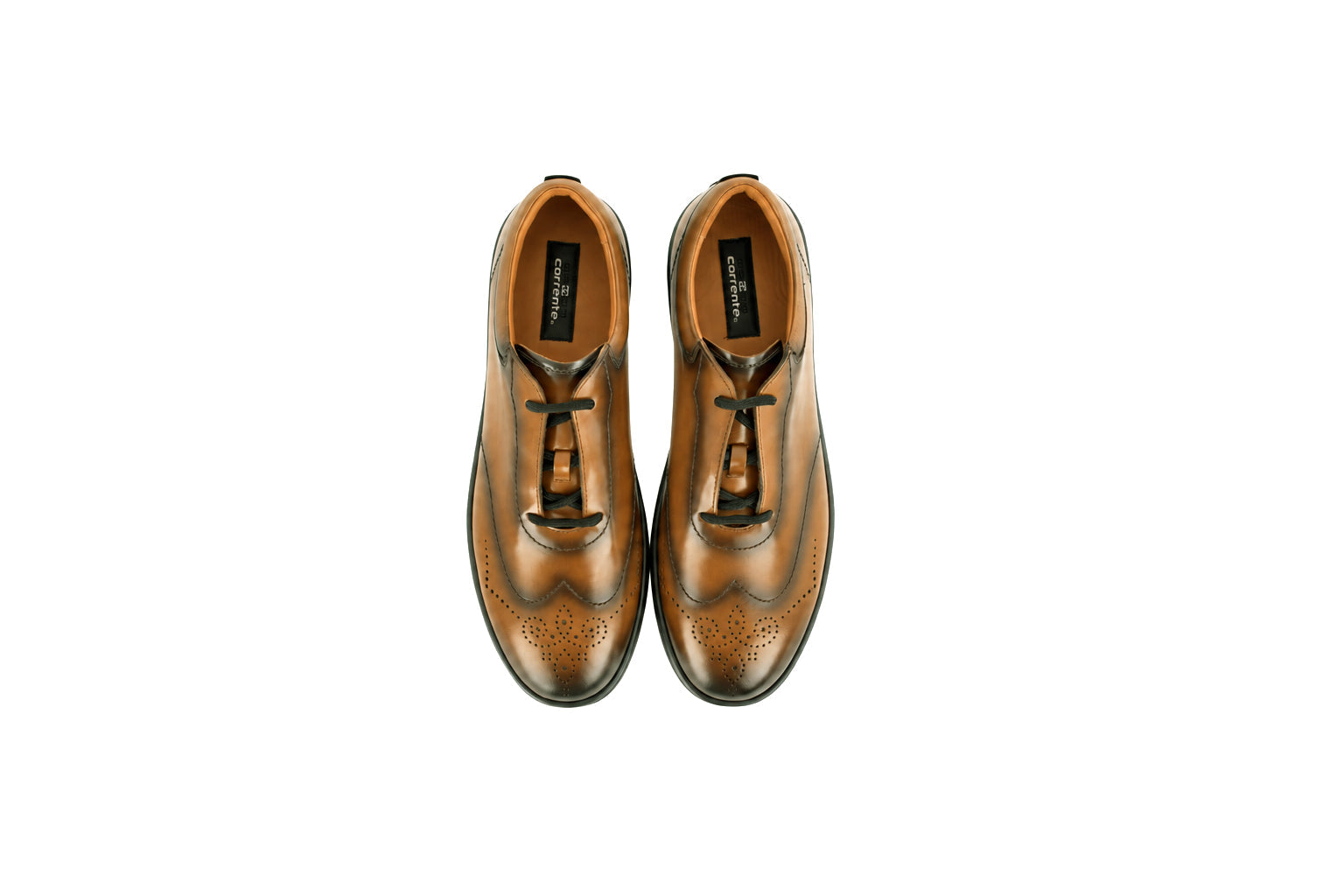 C0115- 8363 Lux leather wingtip fashion Sneaker- Camel
