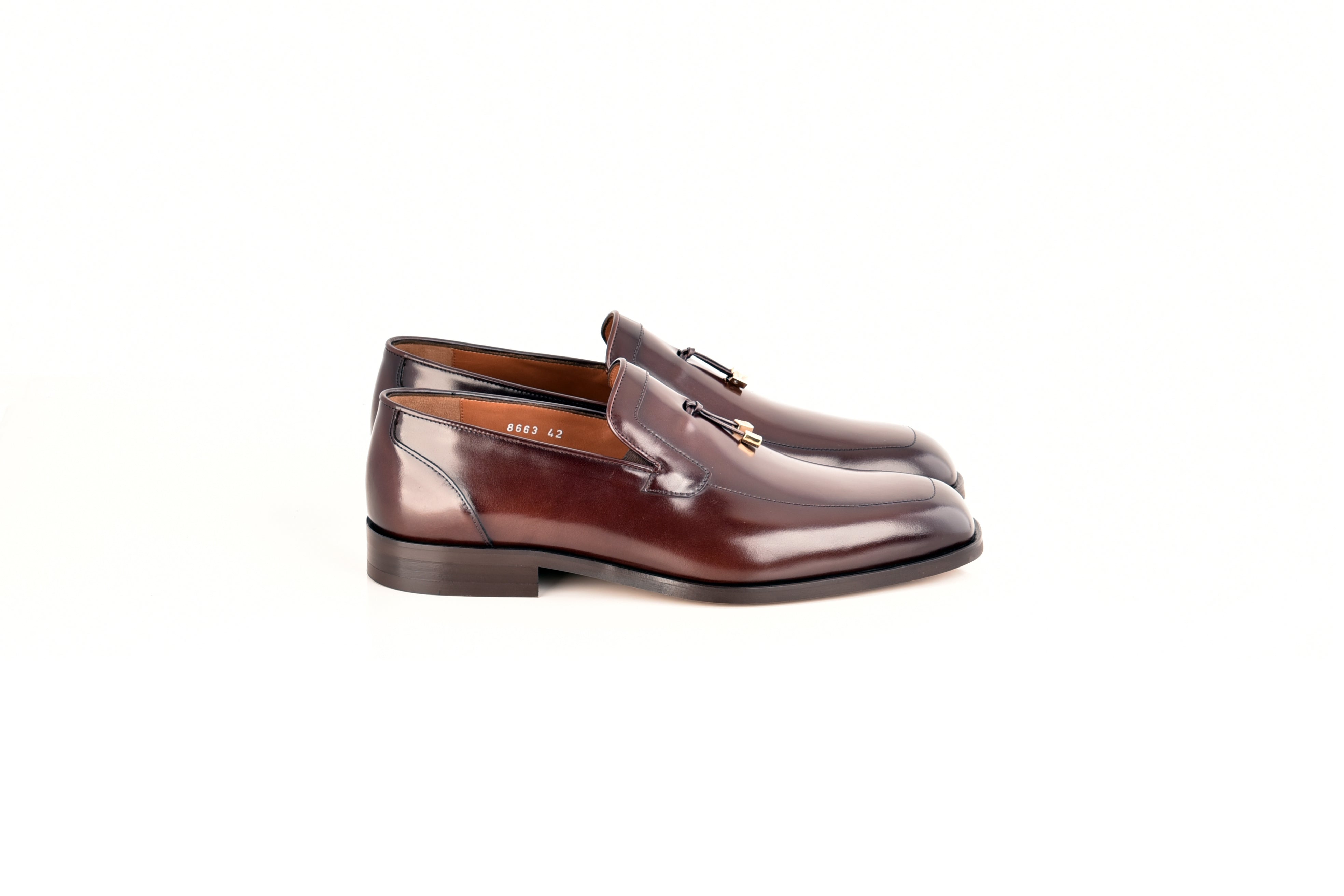 C0109- 8663 Lux Leather Tassel Loafer-Dark Brown