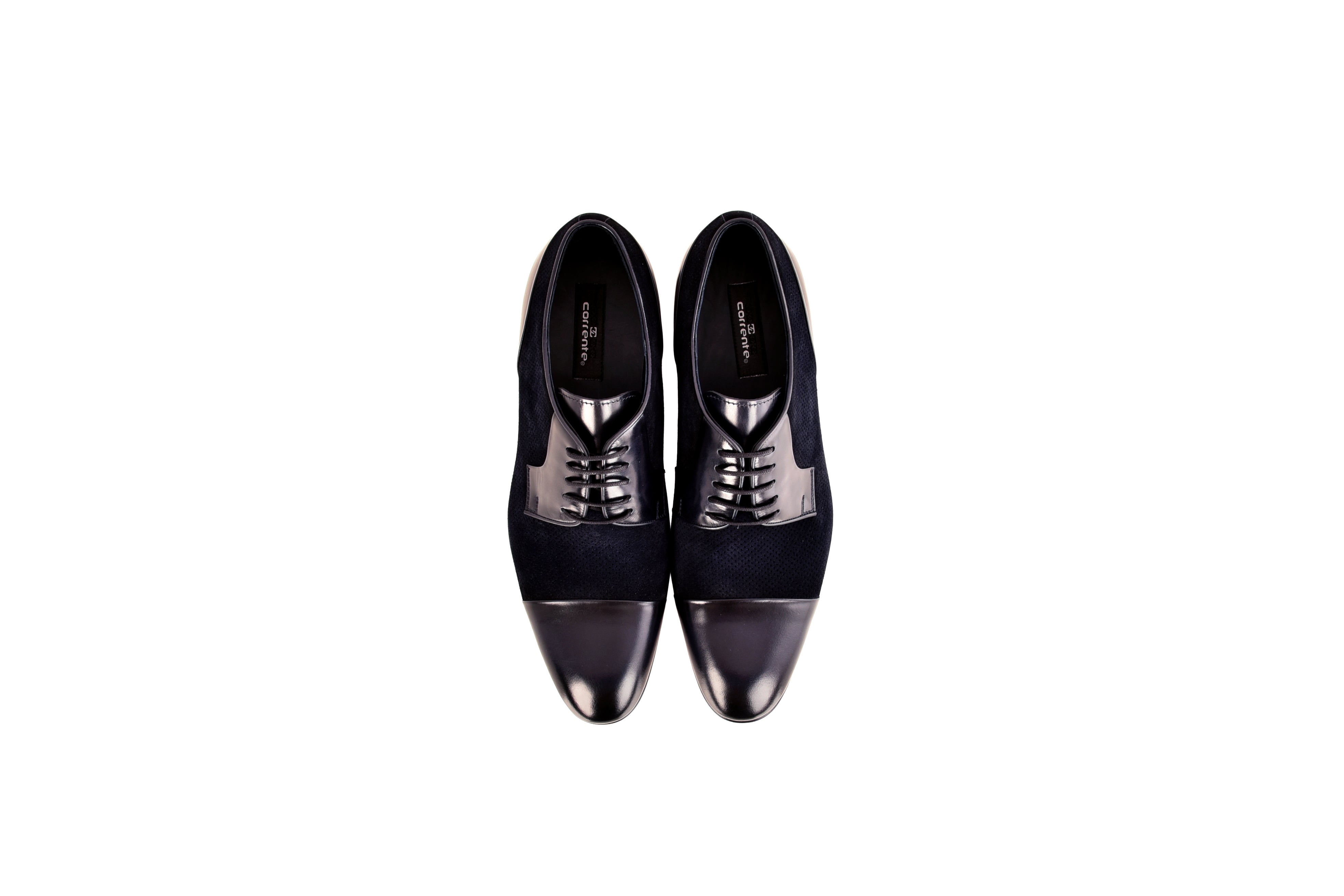 C0111- 8665 Lux leather and suede Cap toe- Navy