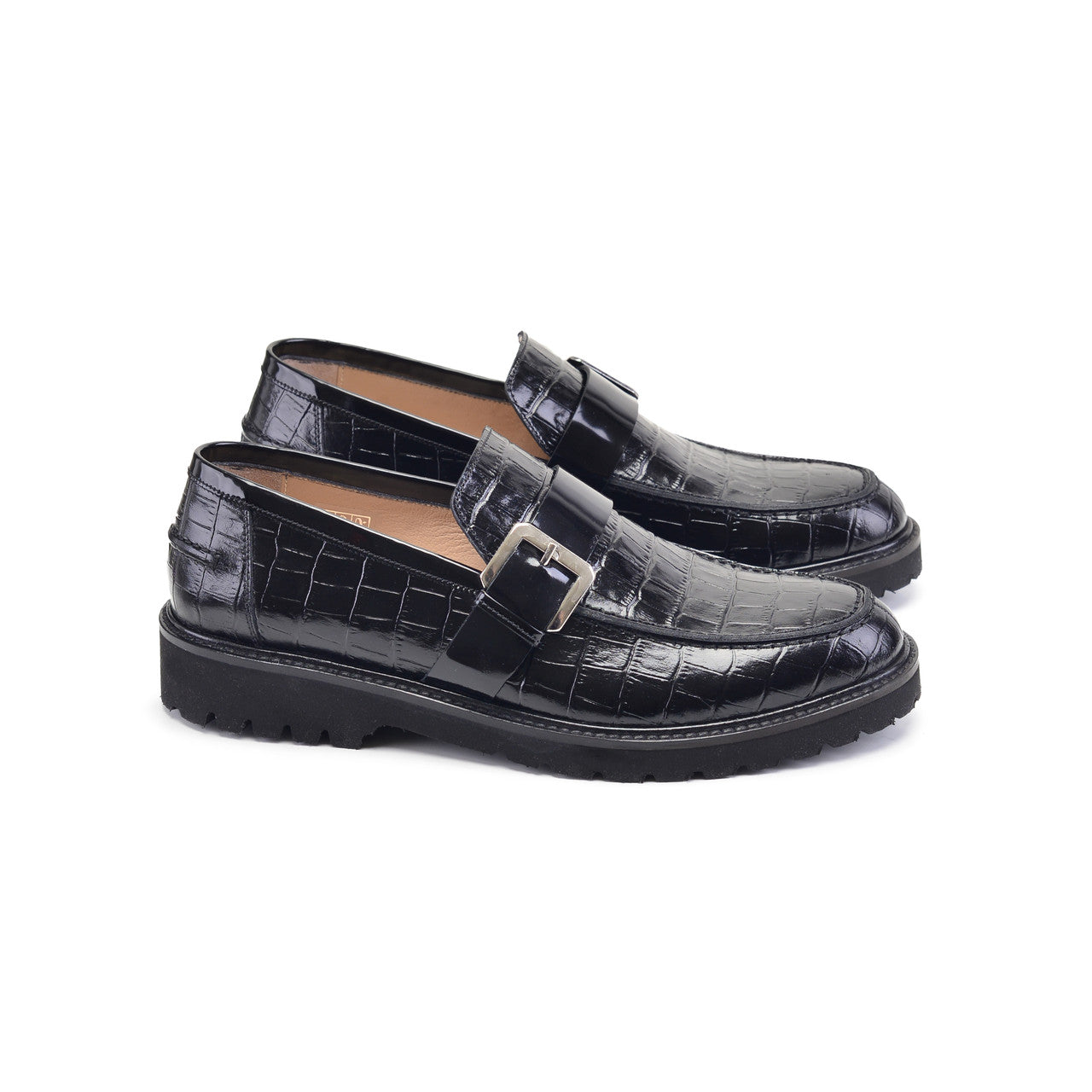 Pelle Line- Brody Croco print loafer - Black