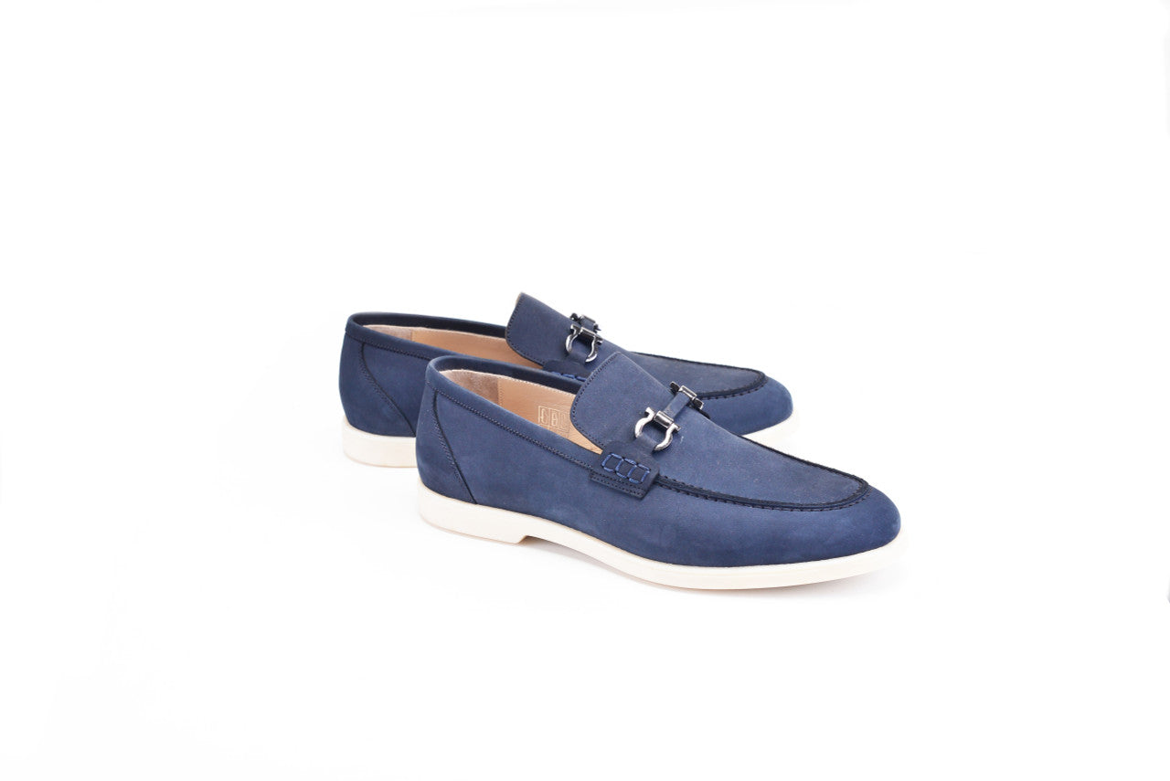 Pelle Line-  Blake Casual Nunbak loafer- Navy