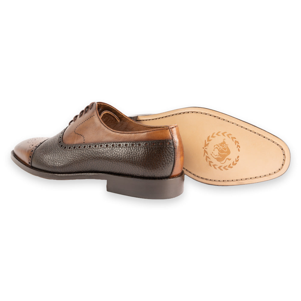 P0021 -2228 -Two Lace up-Brown+Tan