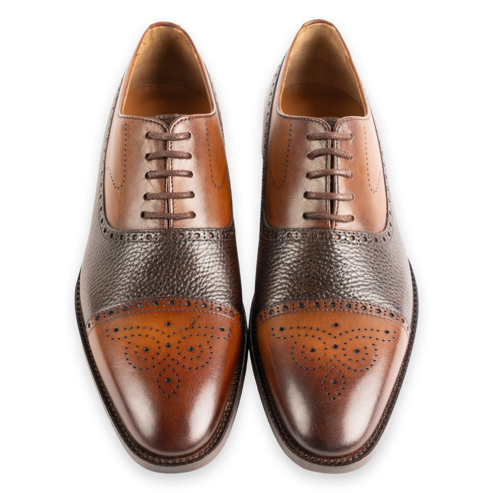 P0021 -2228 -Two Lace up-Brown+Tan