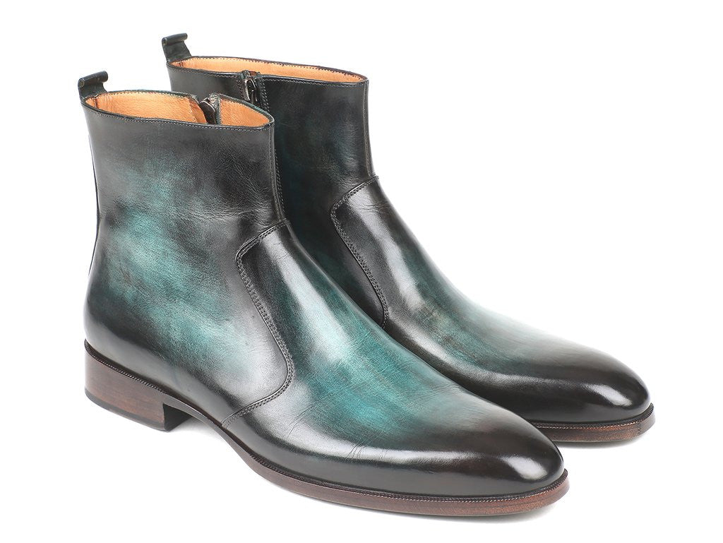 Paul Parkman Turquoise Burnished Side Zipper Boots (ID#BT487TRQ)