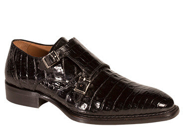 Mezlan Prague Doule Monk Strap Crocodile Black