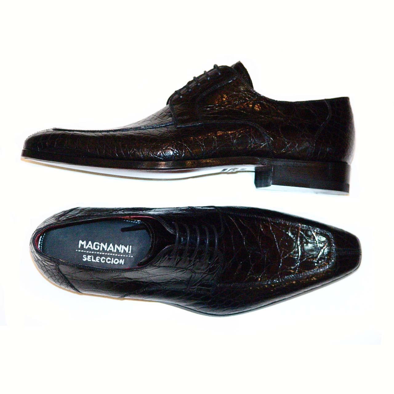 Magnanni Pascual Hand Burnished Antiqued Genuine Crocodile Black