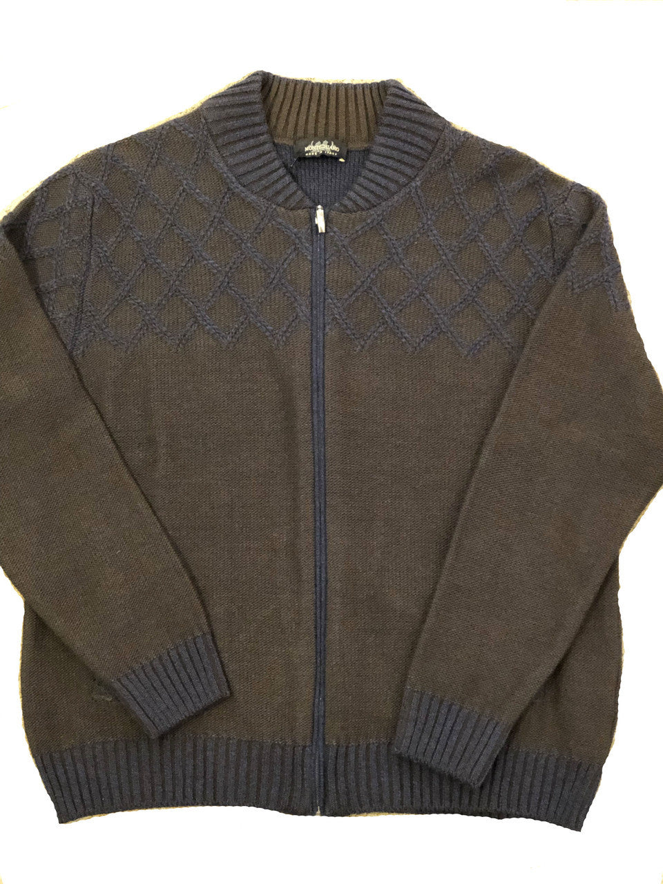 Pelle Line M0520 Zipper cardigan  -Navy- Brown- FINAL SALE