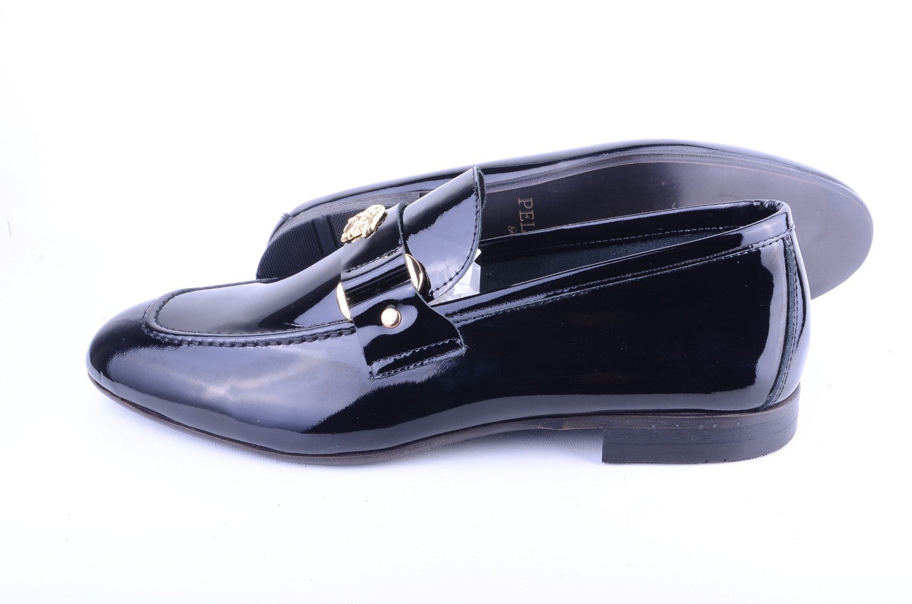 Pelle Line Lucas- Loafer with Medusa ornament- Black Patent