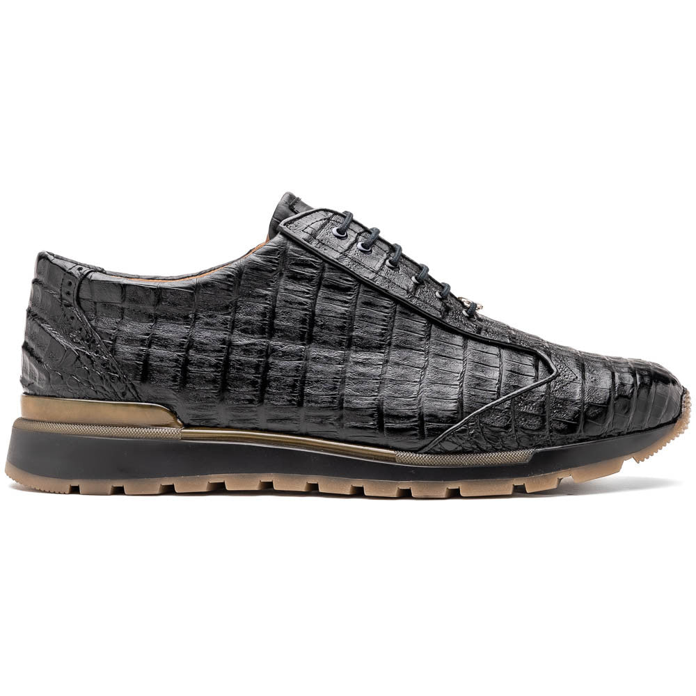 Alanzo- Genuine Caiman Sneaker- Black