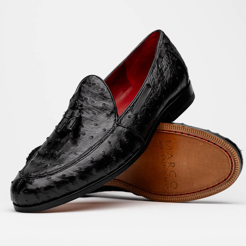 Aubiere Genuine Ostrich Tassel Loafer-Black