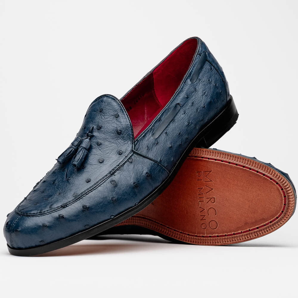 Aubiere Genuine Ostrich Tassel Loafer-Navy