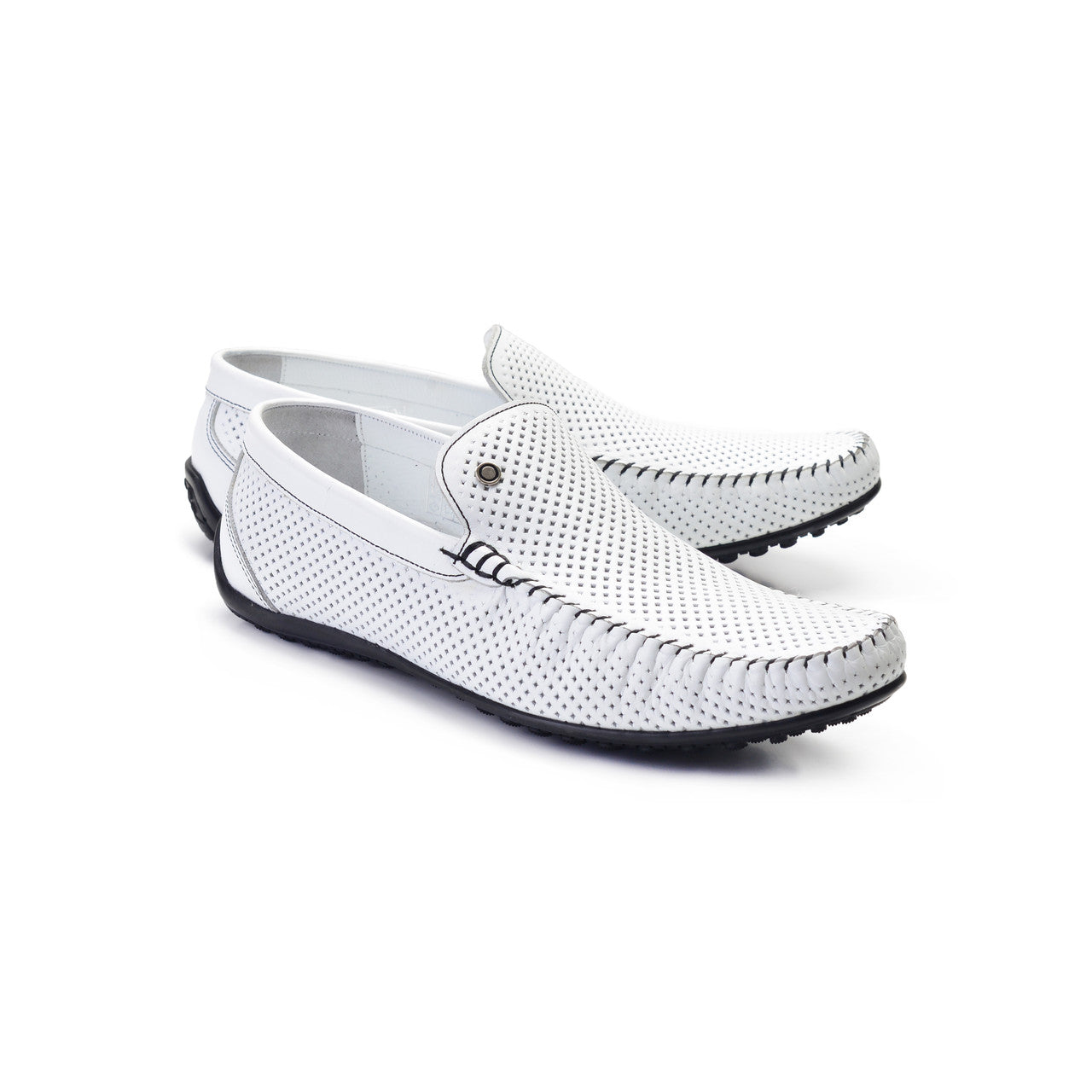 Pelle Line Blaze Perforated Driving shoes-White