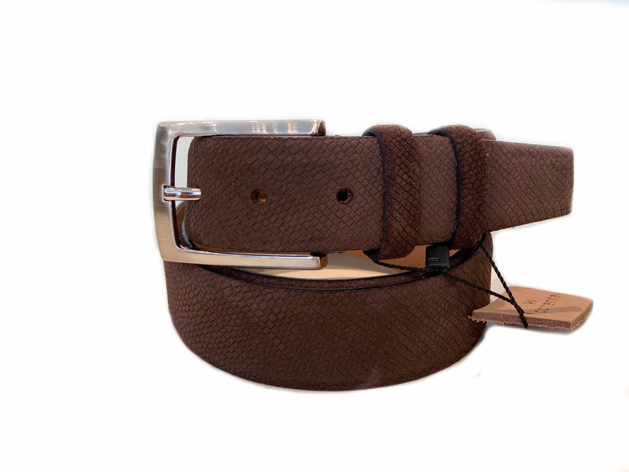 Corrente Men's Leather Belt - Brown Suede