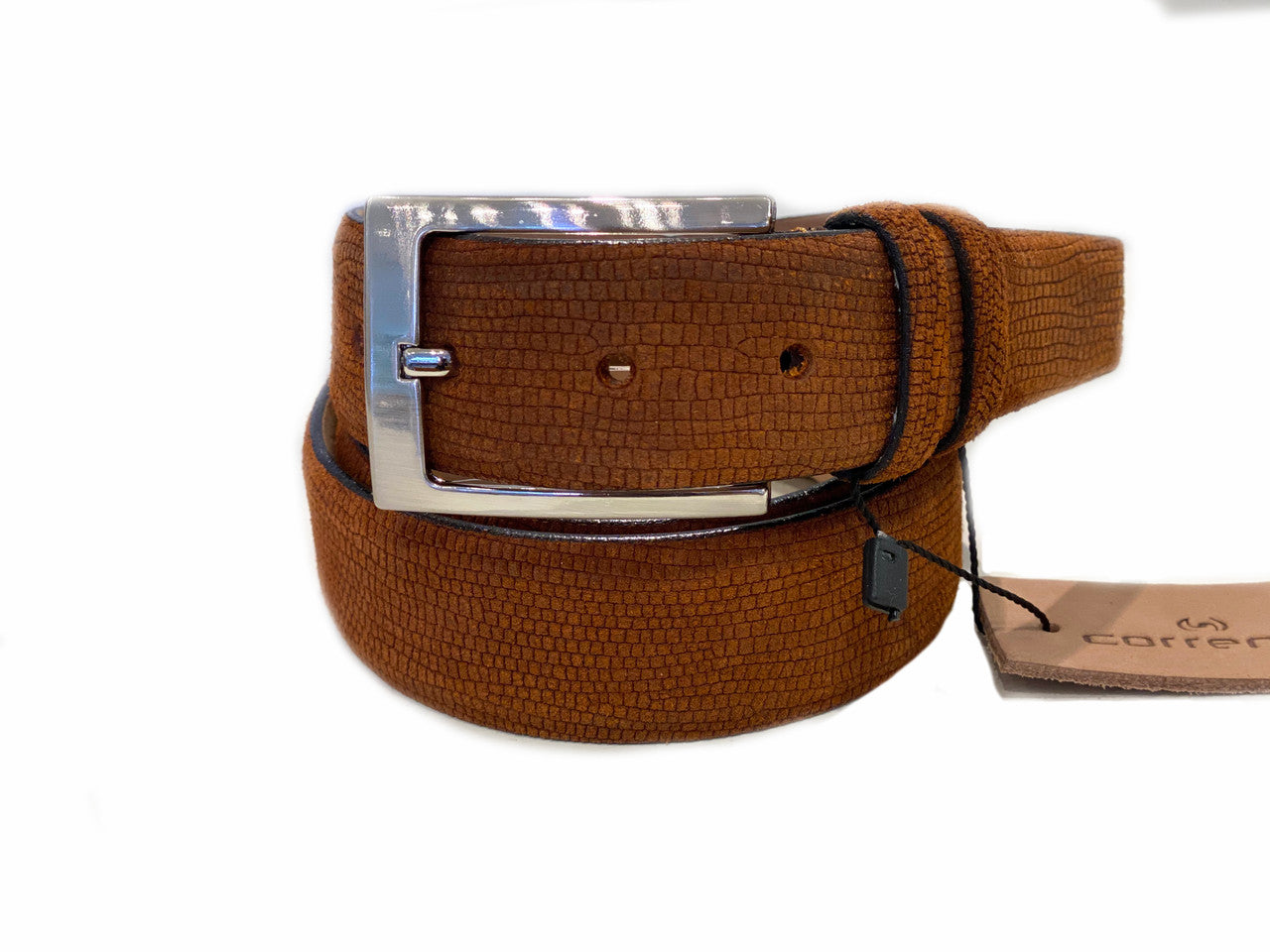 Corrente Men's Leather Belt - Tan Suede