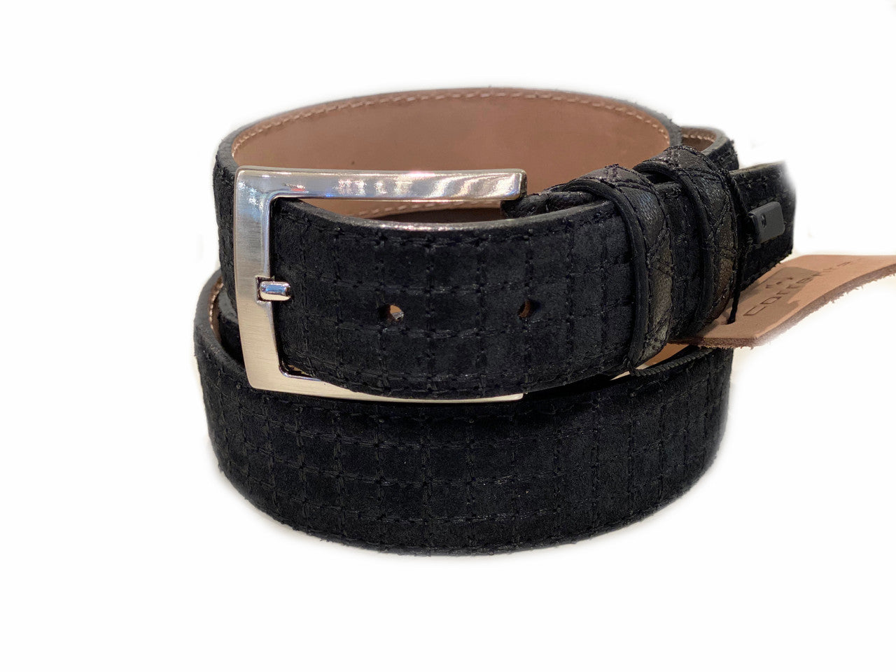 Corrente Men's Leather Belt 2220- Black Suede