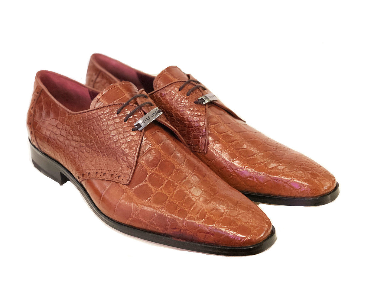 Pelle Line Exclusive Bravo- Alligator Lace up Cognac